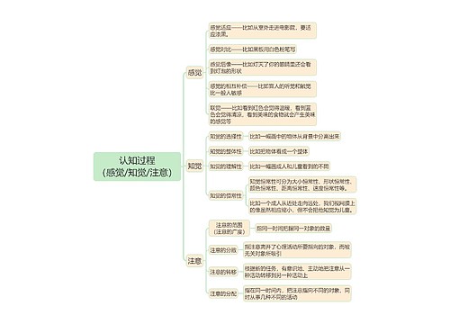 教育知识与能力《认知过程（感觉/知觉/注意）》思维导图