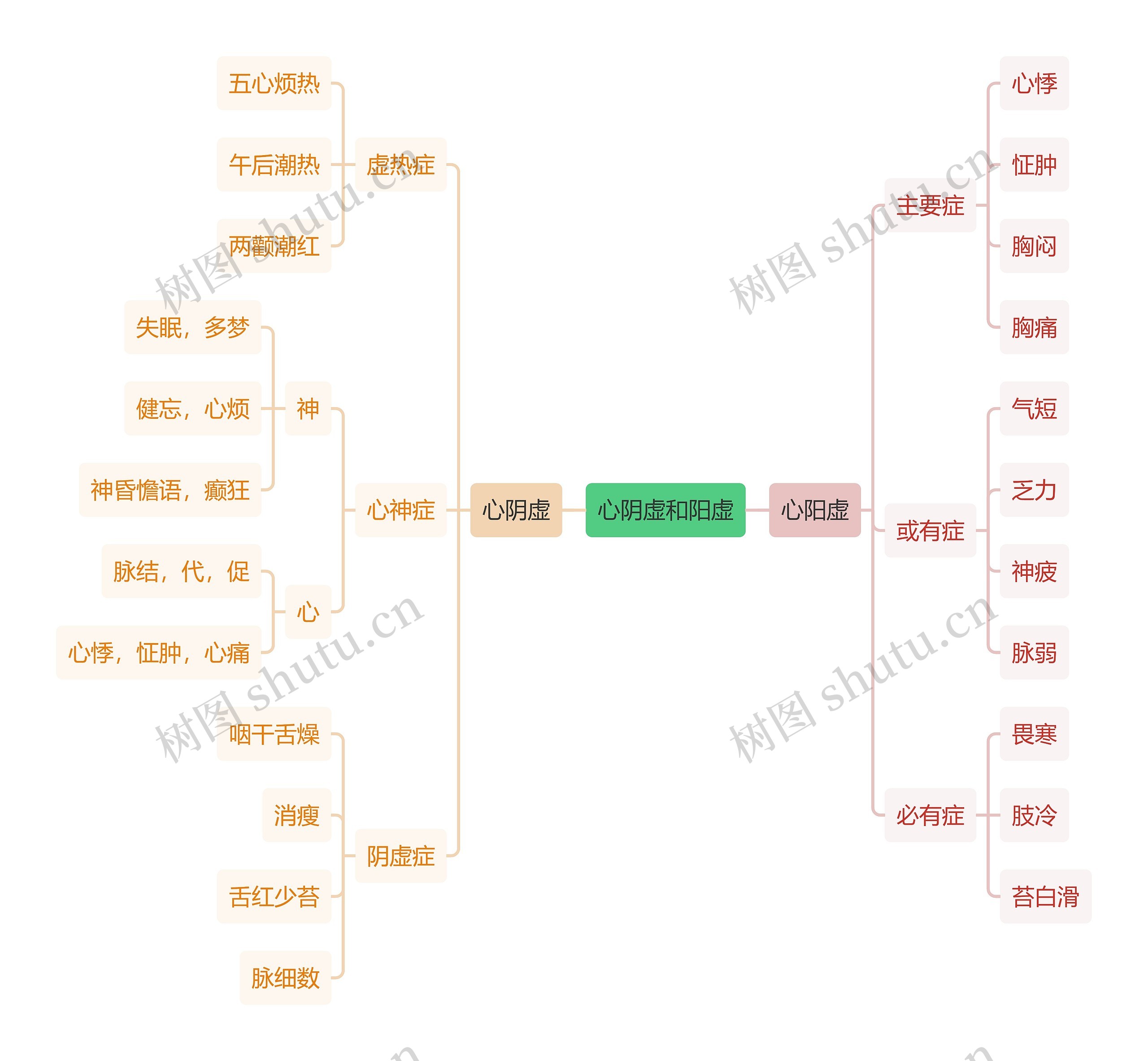 中医知识心阴虚和阳虚思维导图