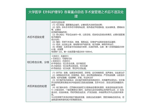 大学医学《外科护理学》各章重点总结 手术室管理之术后不适及处理