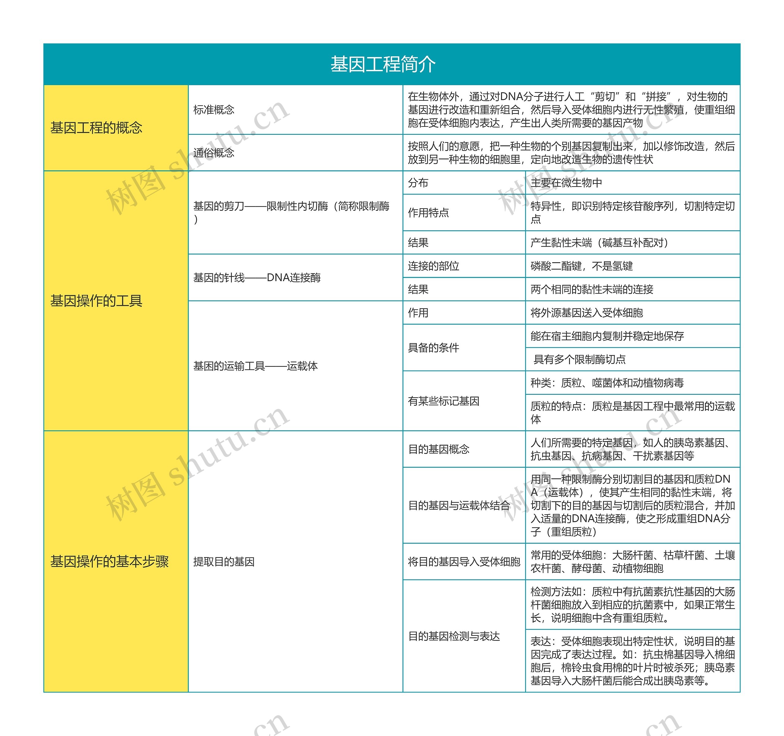 高中生物必修二基因工程简介思维导图