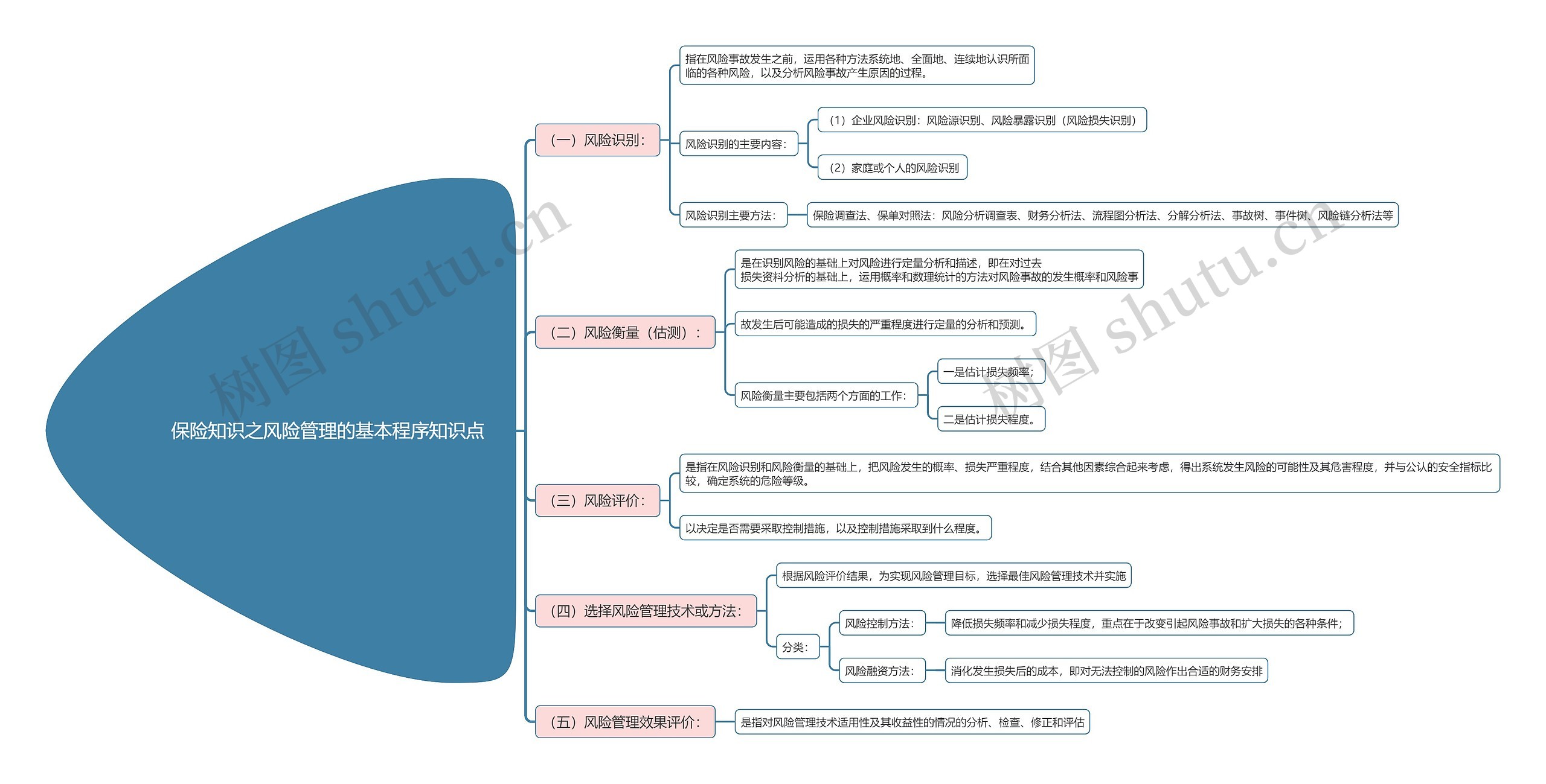 保险知识之风险管理的基本程序知识点思维导图