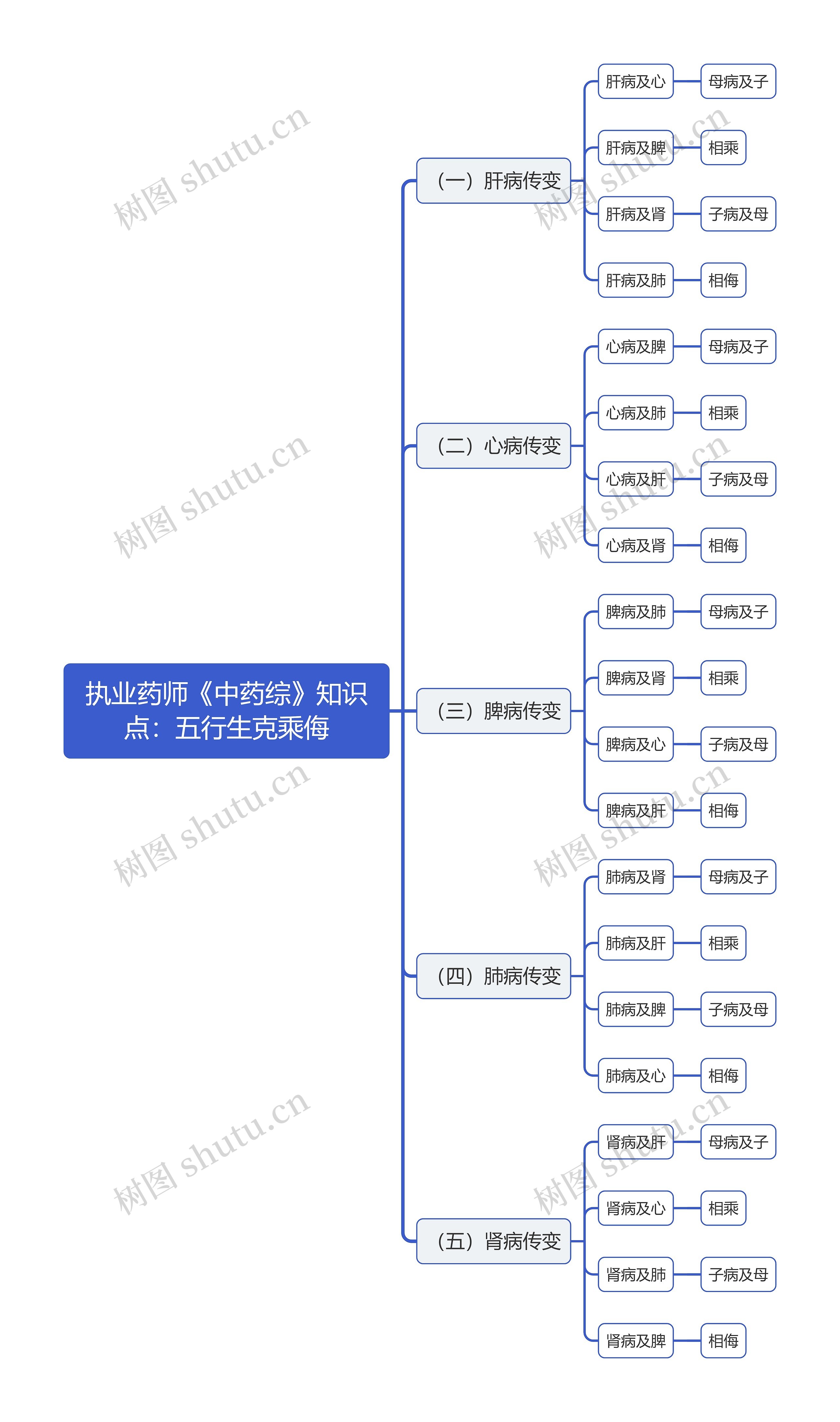 执业药师《中药综》知识点：五行生克乘侮思维导图