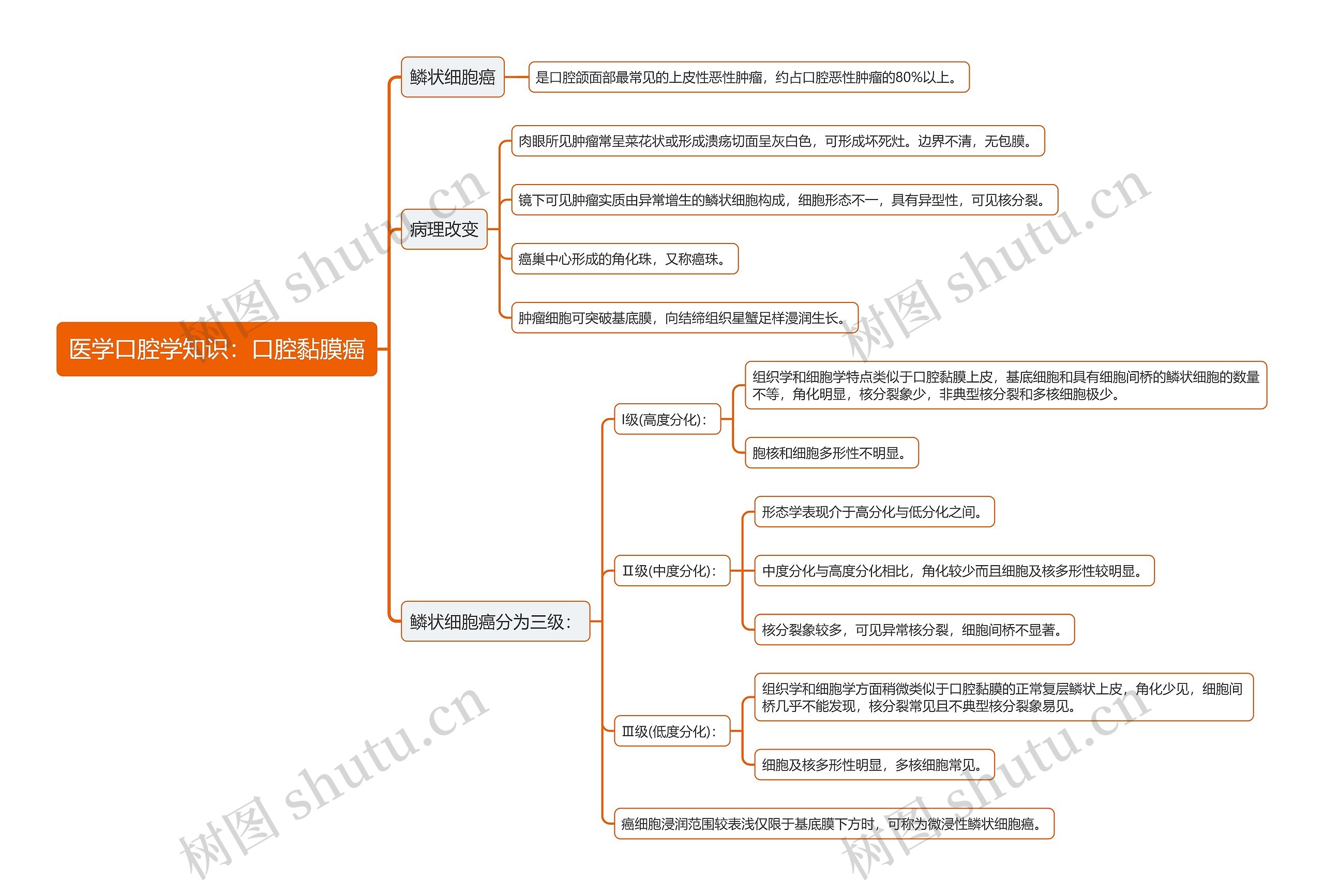 医学口腔学知识：口腔黏膜癌思维导图