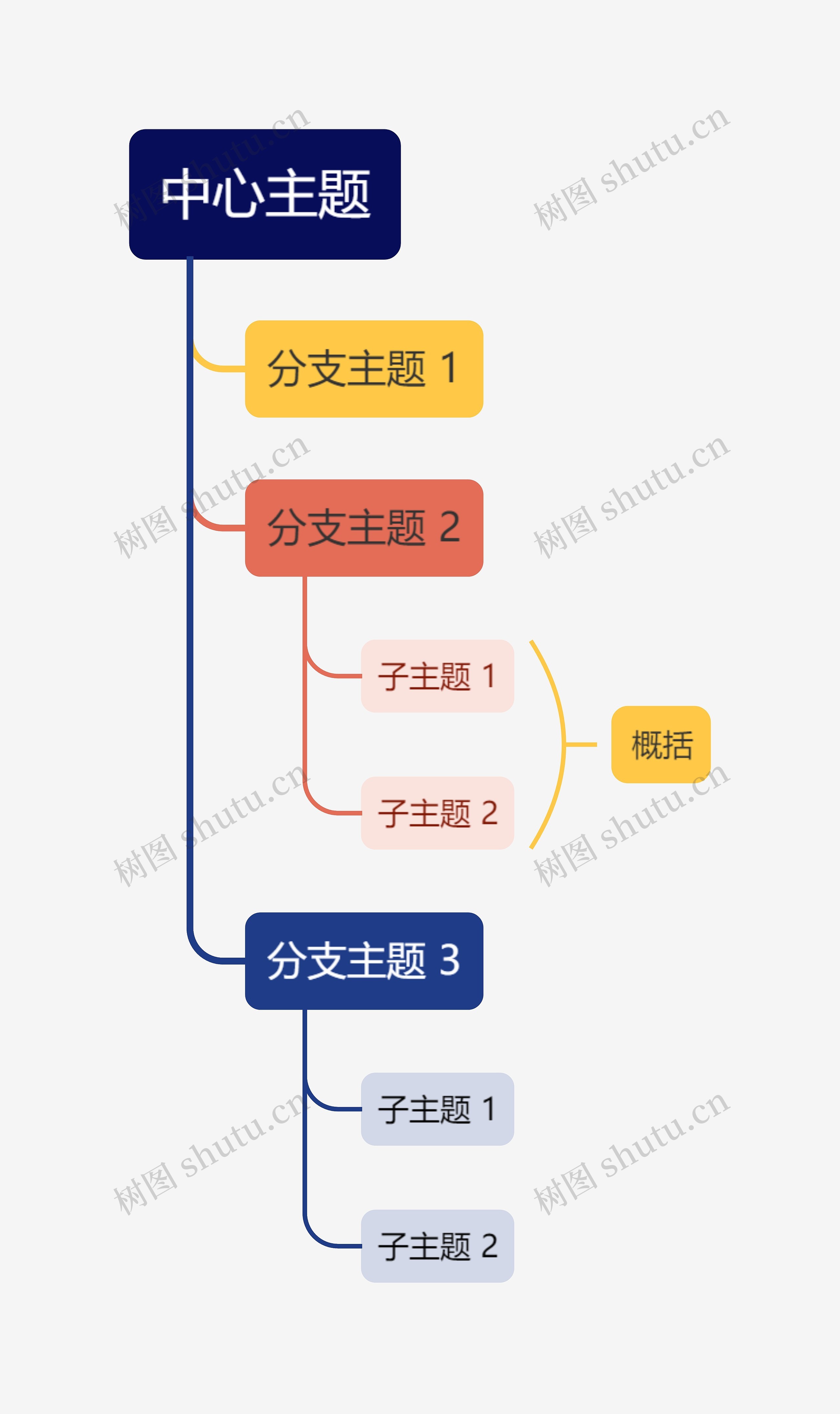 优雅彩虹色单向树形图主题模板