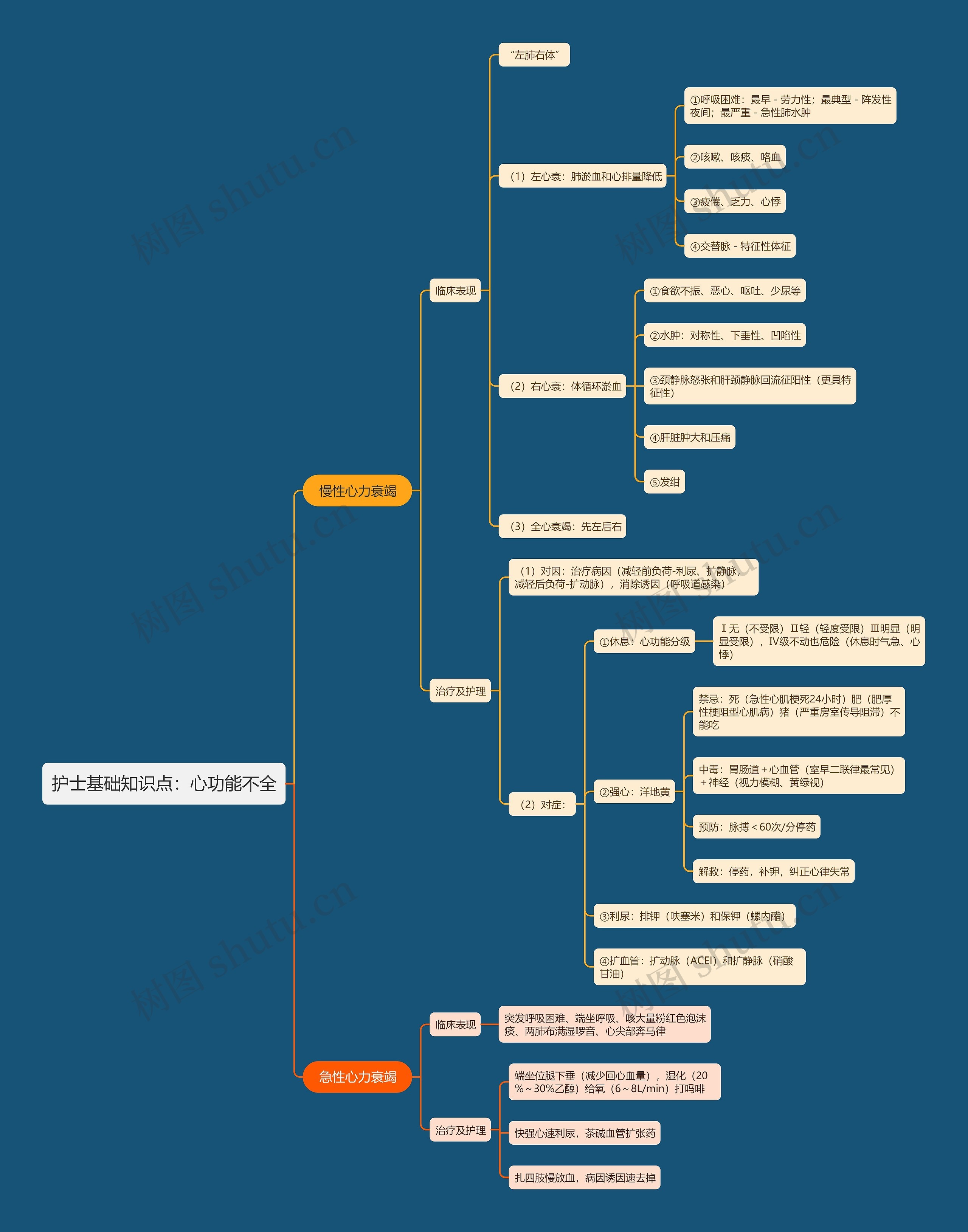护士基础知识点：心功能不全思维导图