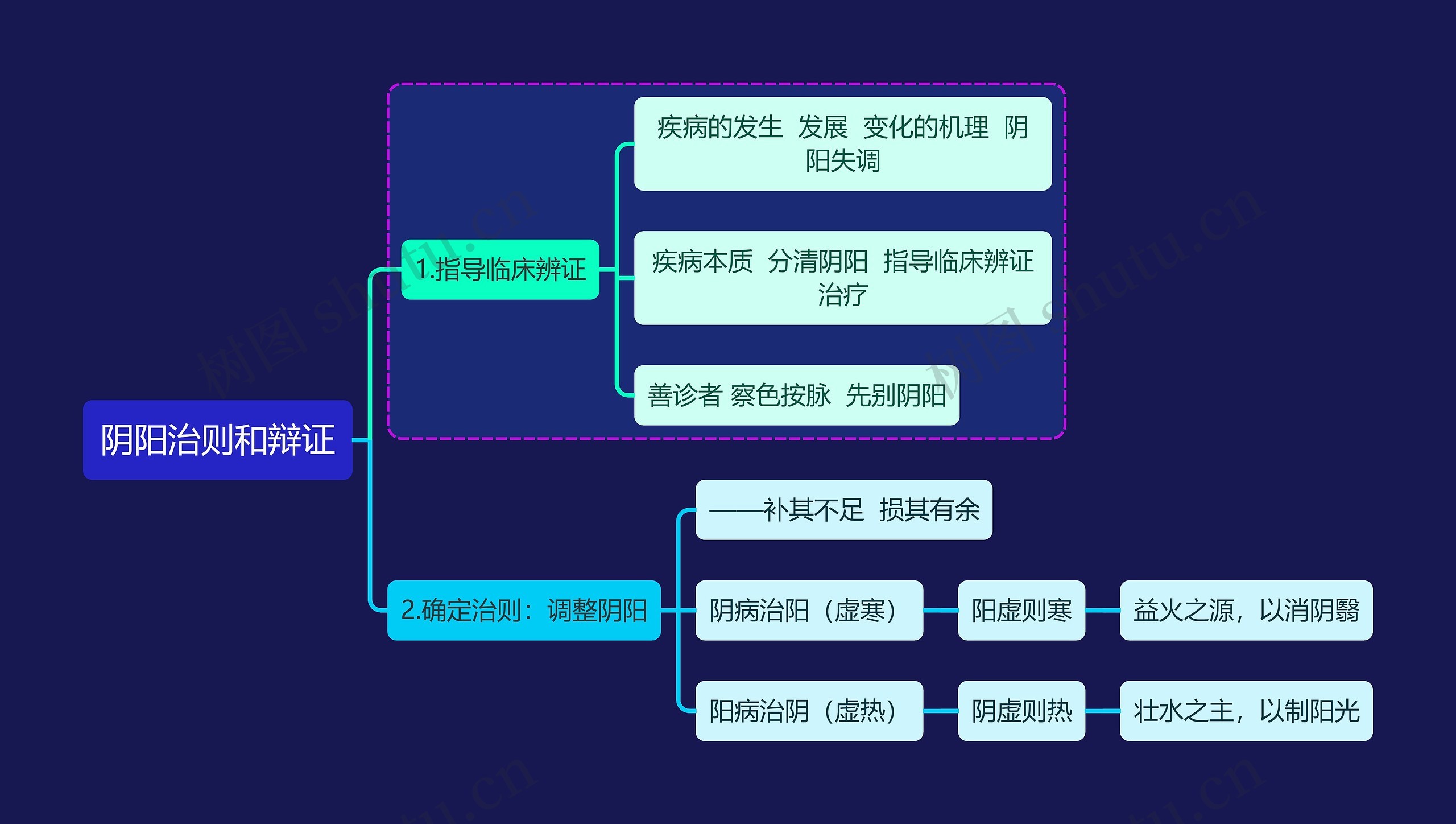 中医知识阴阳治则和辩证思维导图