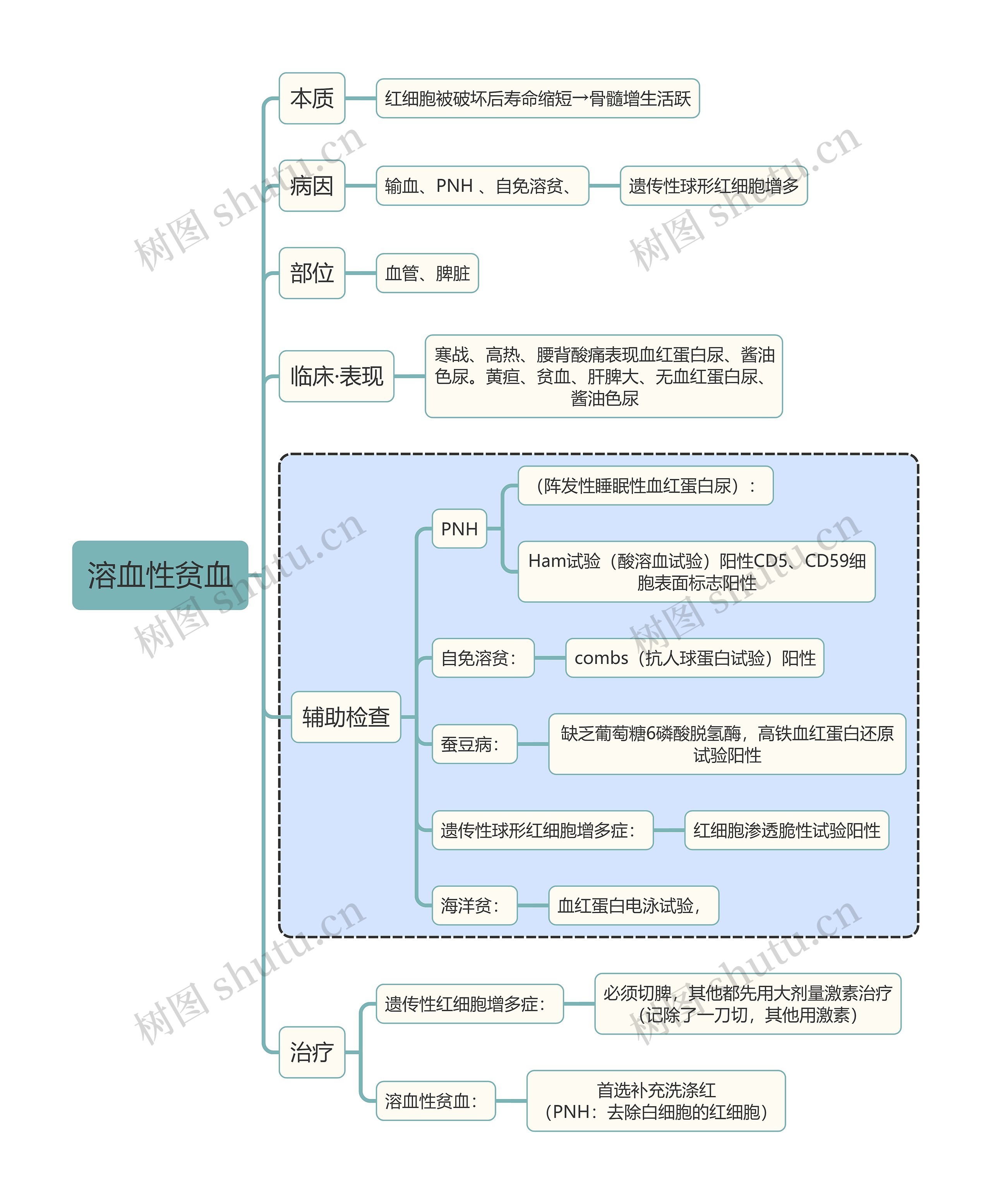 医学知识溶血性贫血思维导图