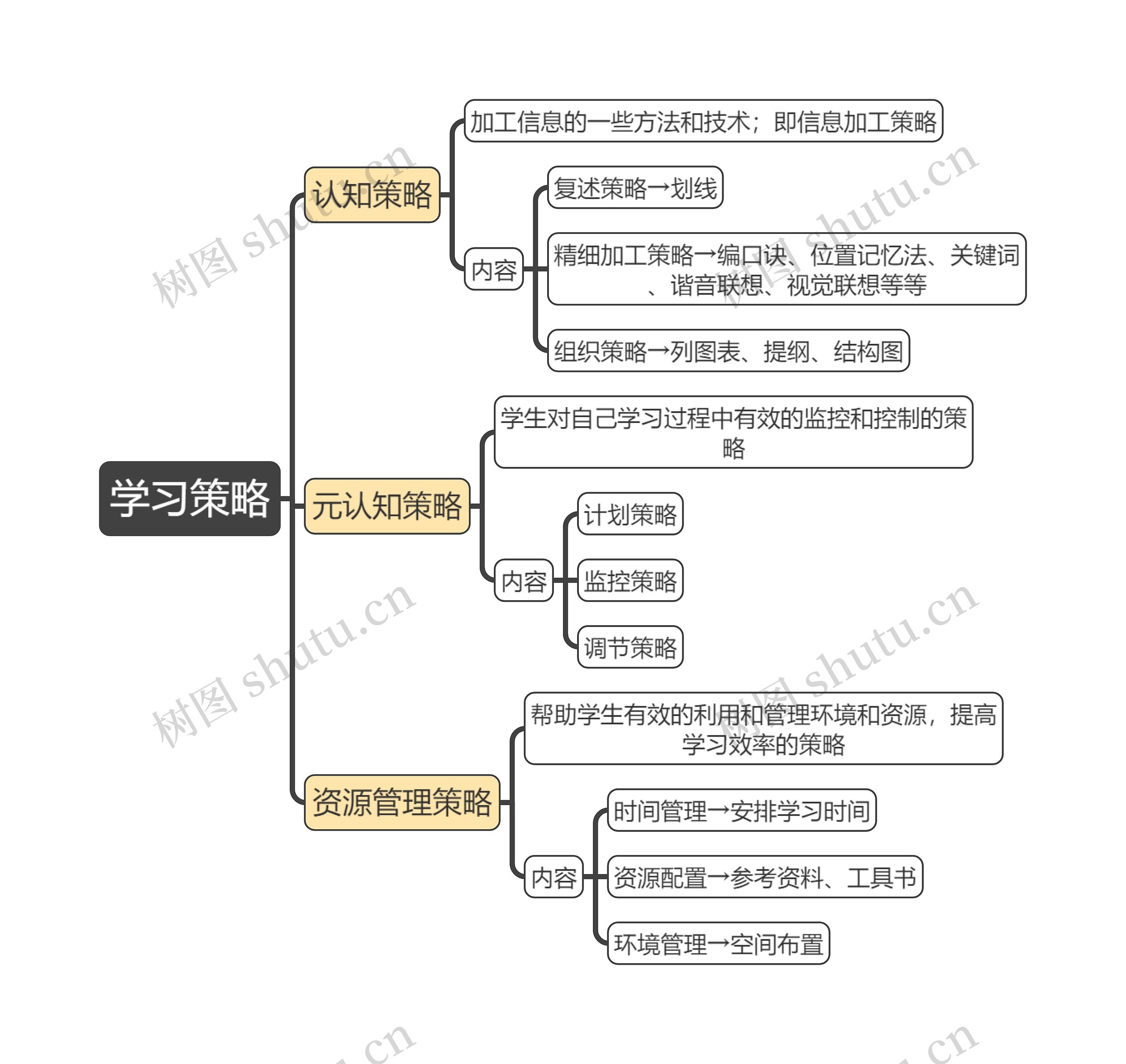 教育知识与能力《学习策略》思维导图