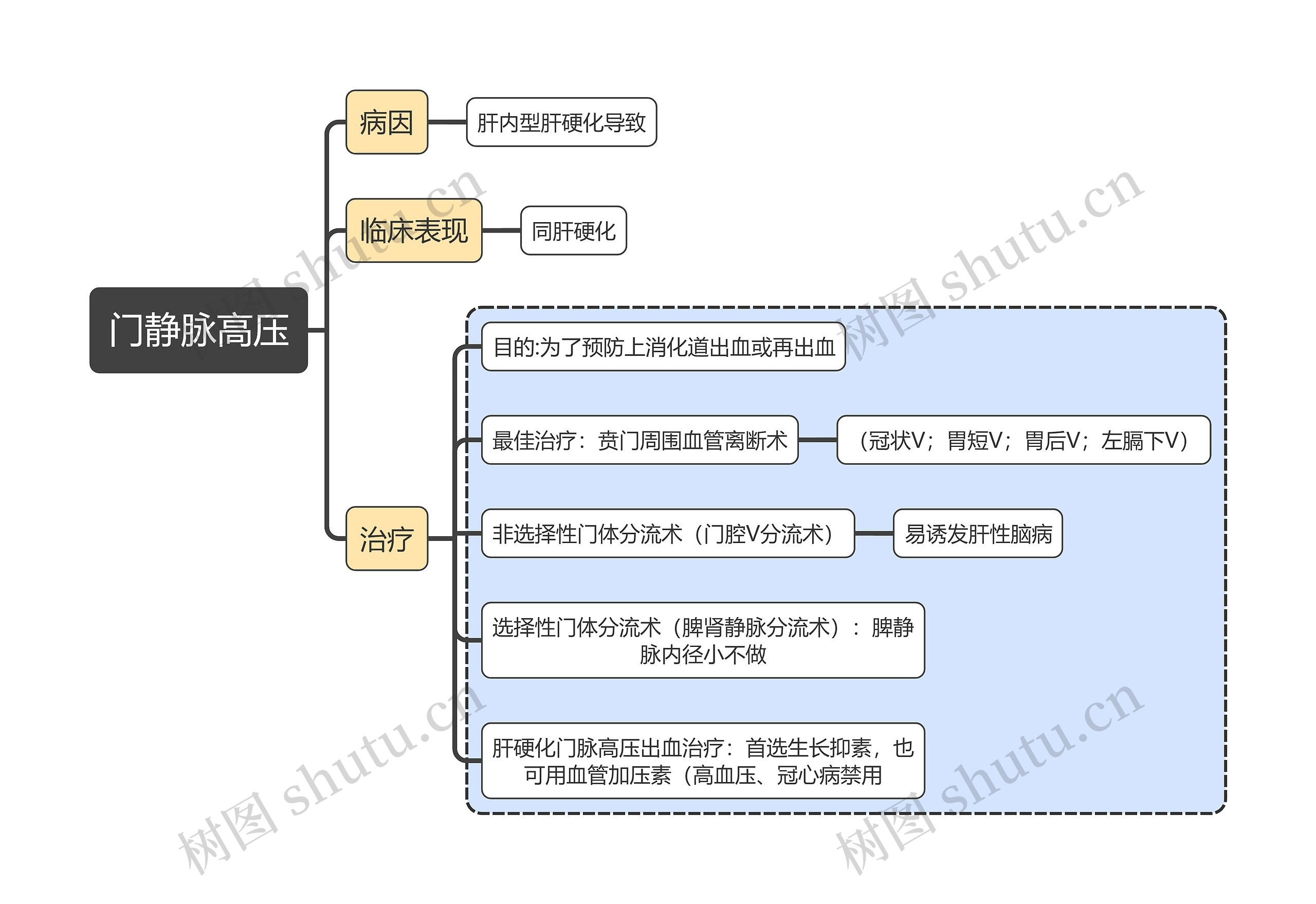 医学知识门静脉高压思维导图