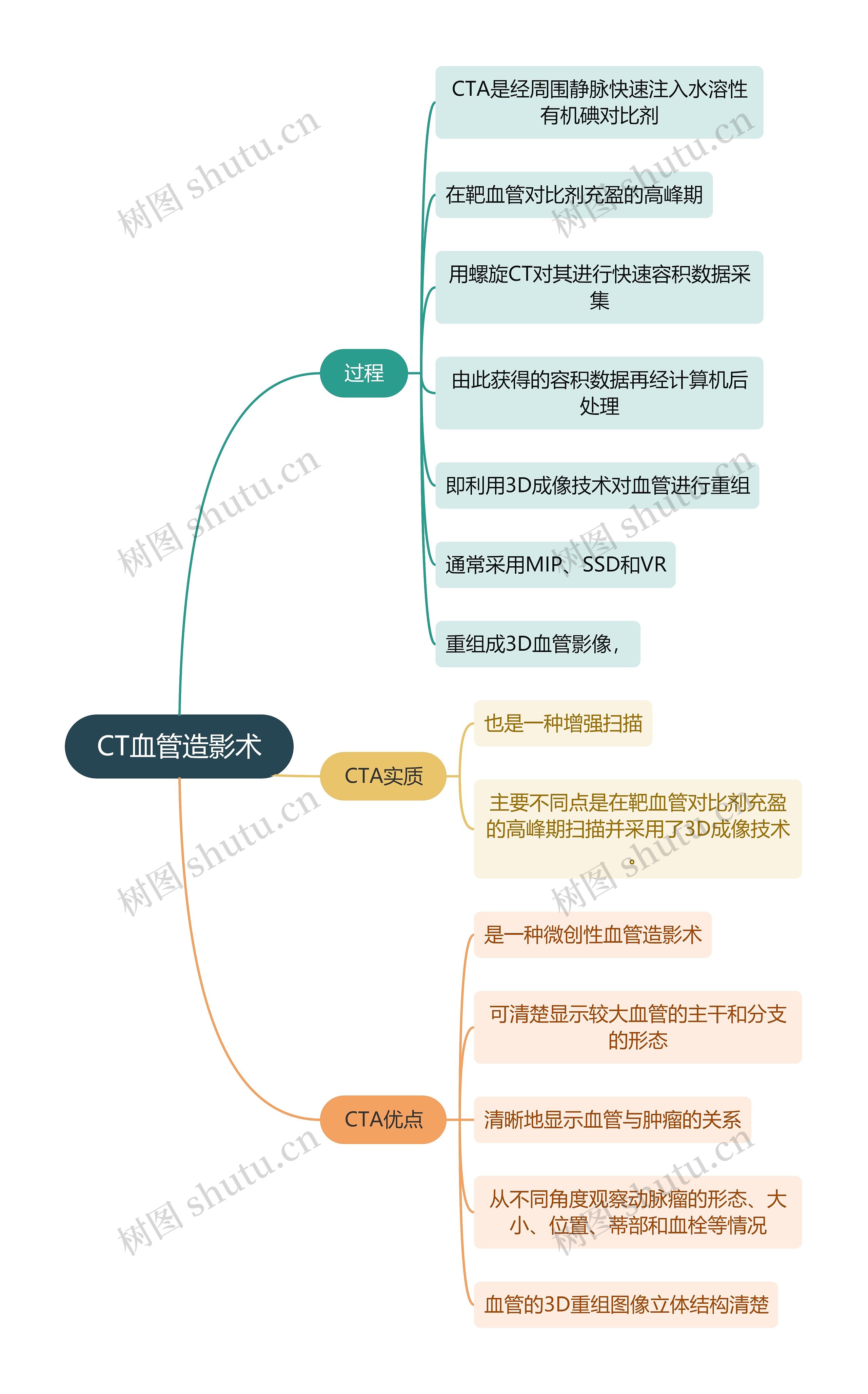 医学知识CT血管造影术思维导图