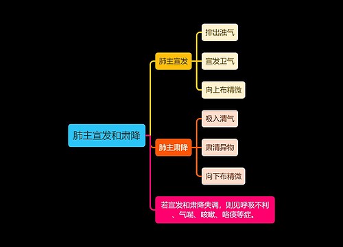 中医知识肺主宣发和肃降思维导图