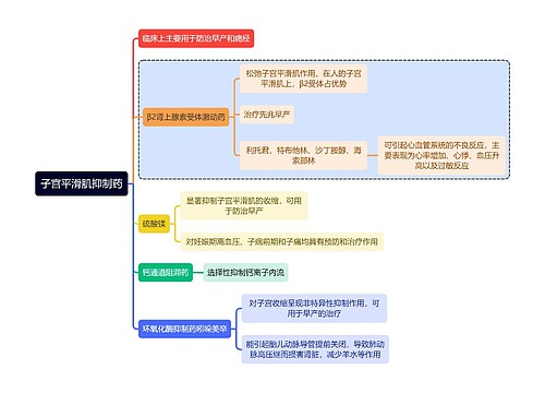 医学知识子宫平滑肌抑制药思维导图