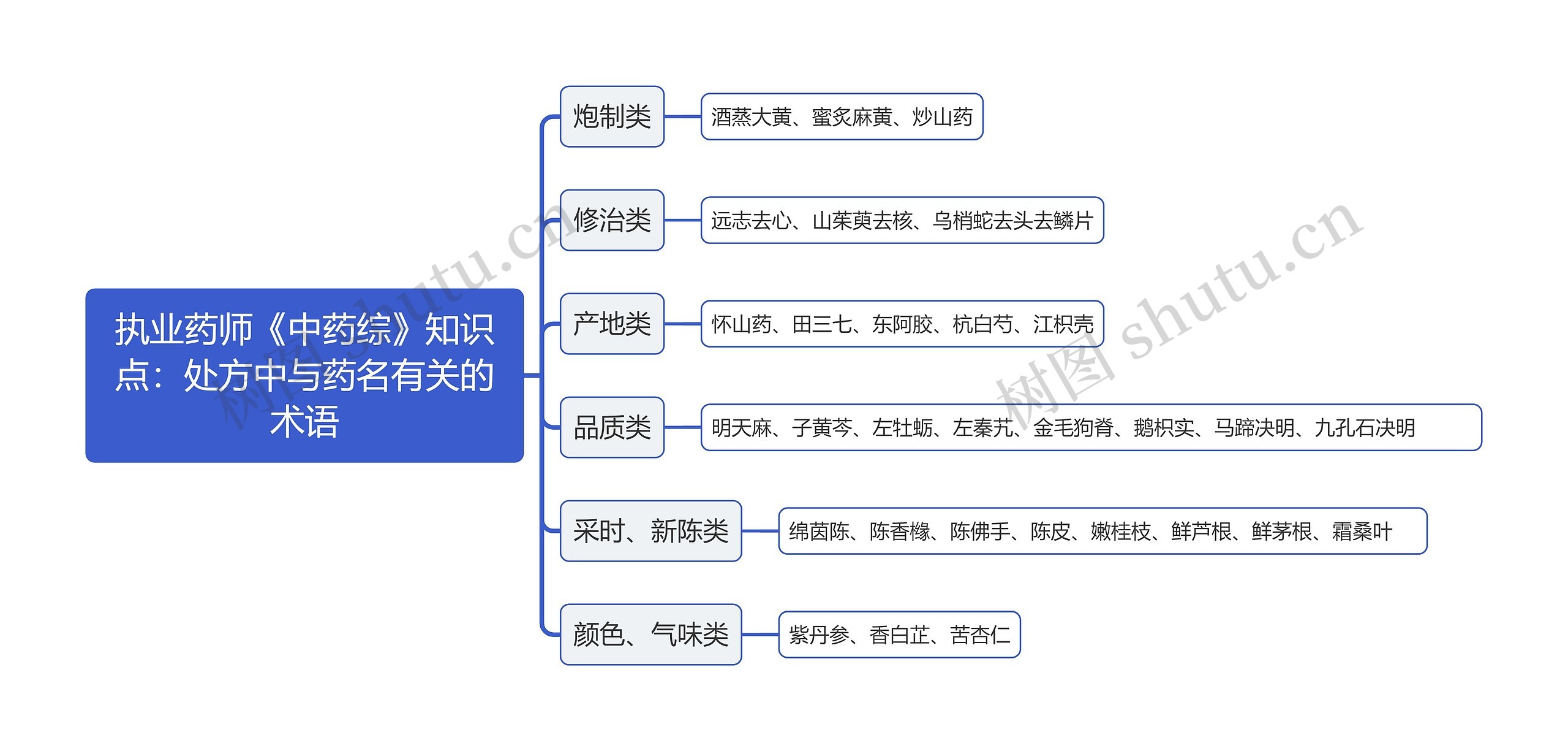 执业药师《中药综》知识点：处方中与药名有关的术语思维导图