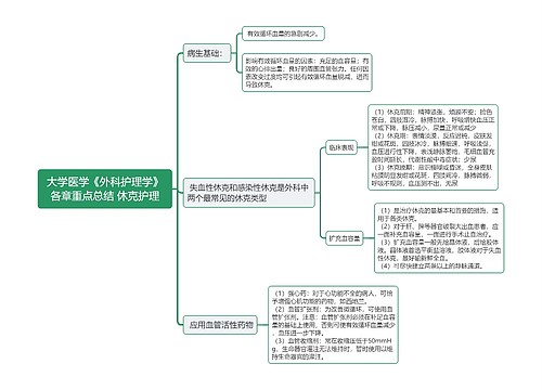 大学医学《外科护理学》各章重点总结 休克护理