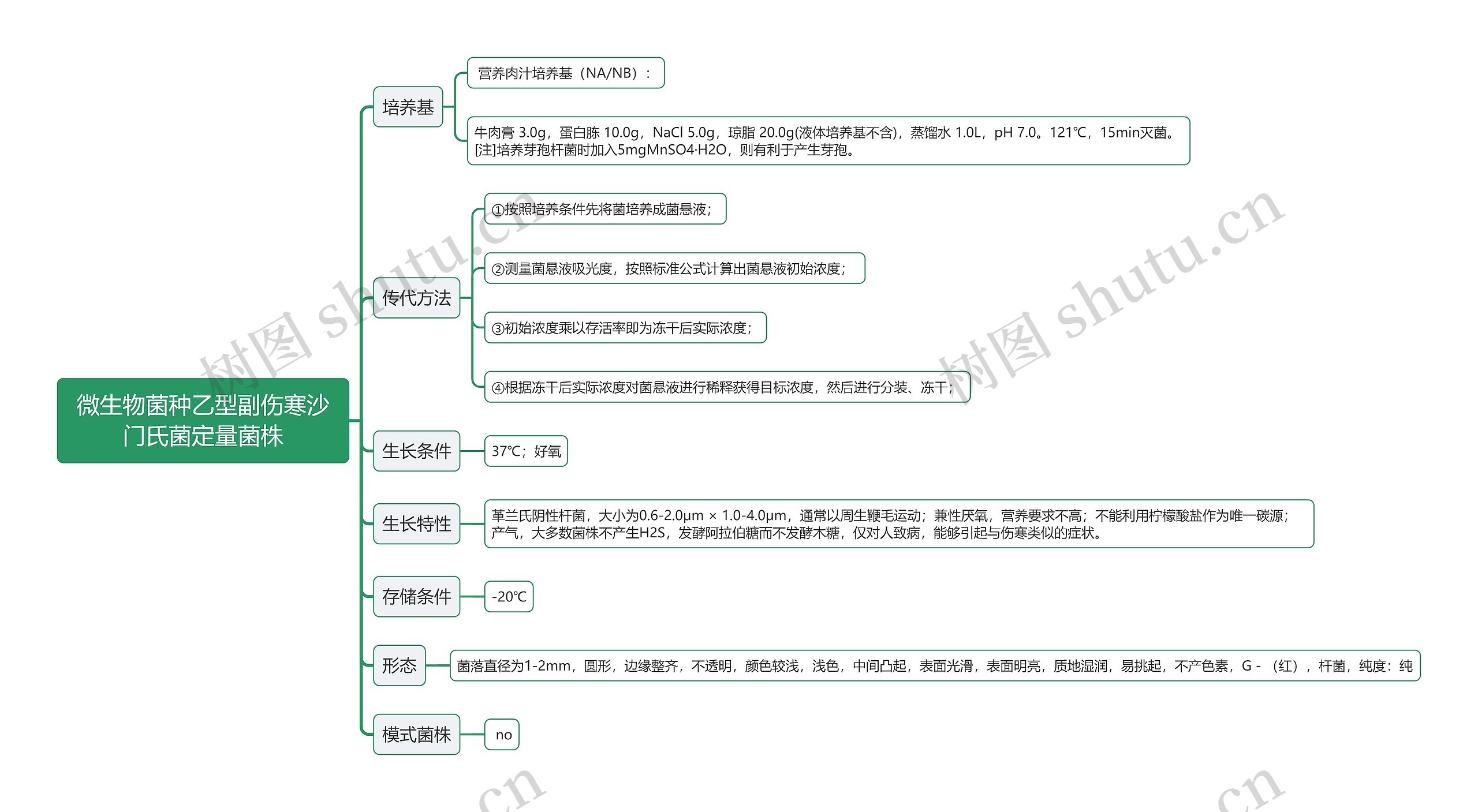 微生物菌种乙型副伤寒沙门氏菌定量菌株思维导图