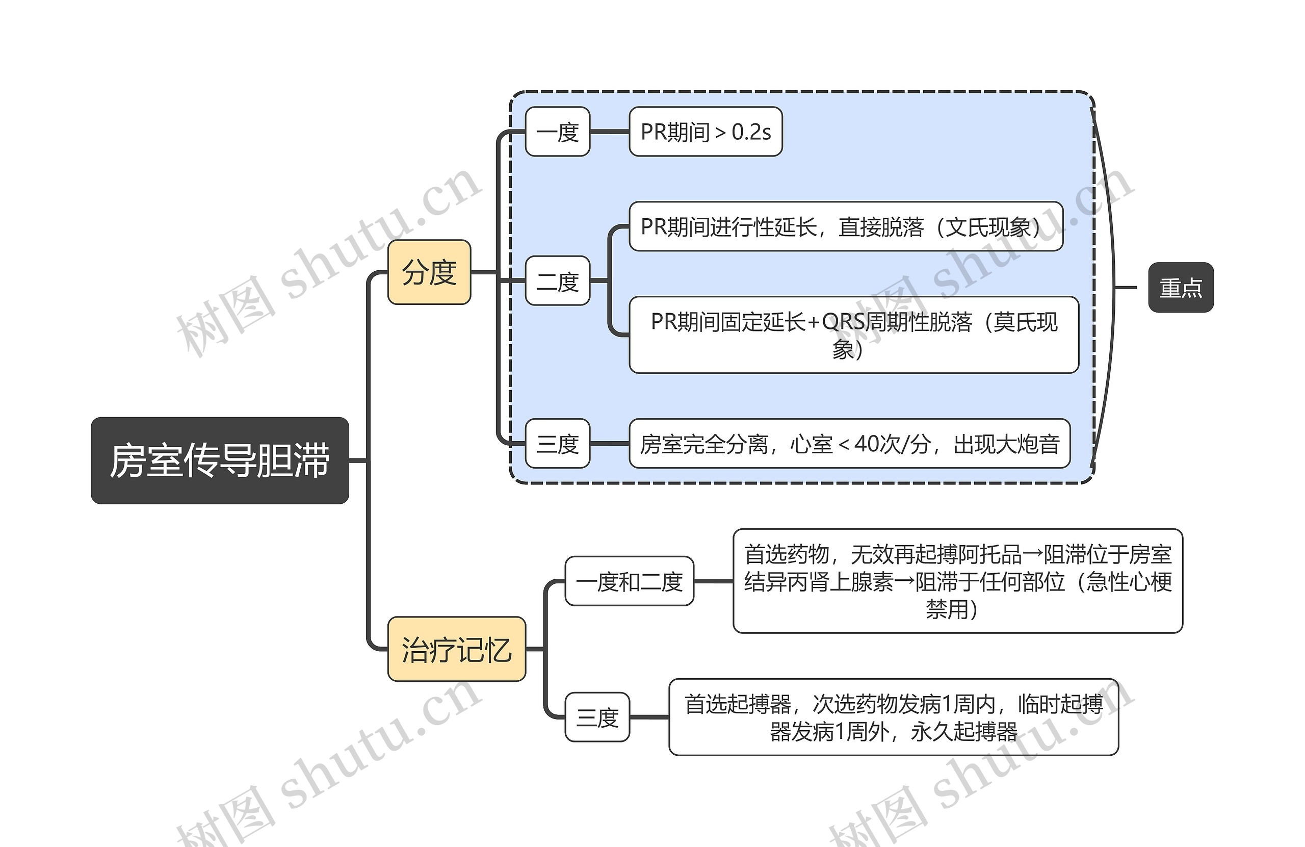 内科知识房室传导胆滞思维导图高清图 内科知识房室传导胆滞思维导图