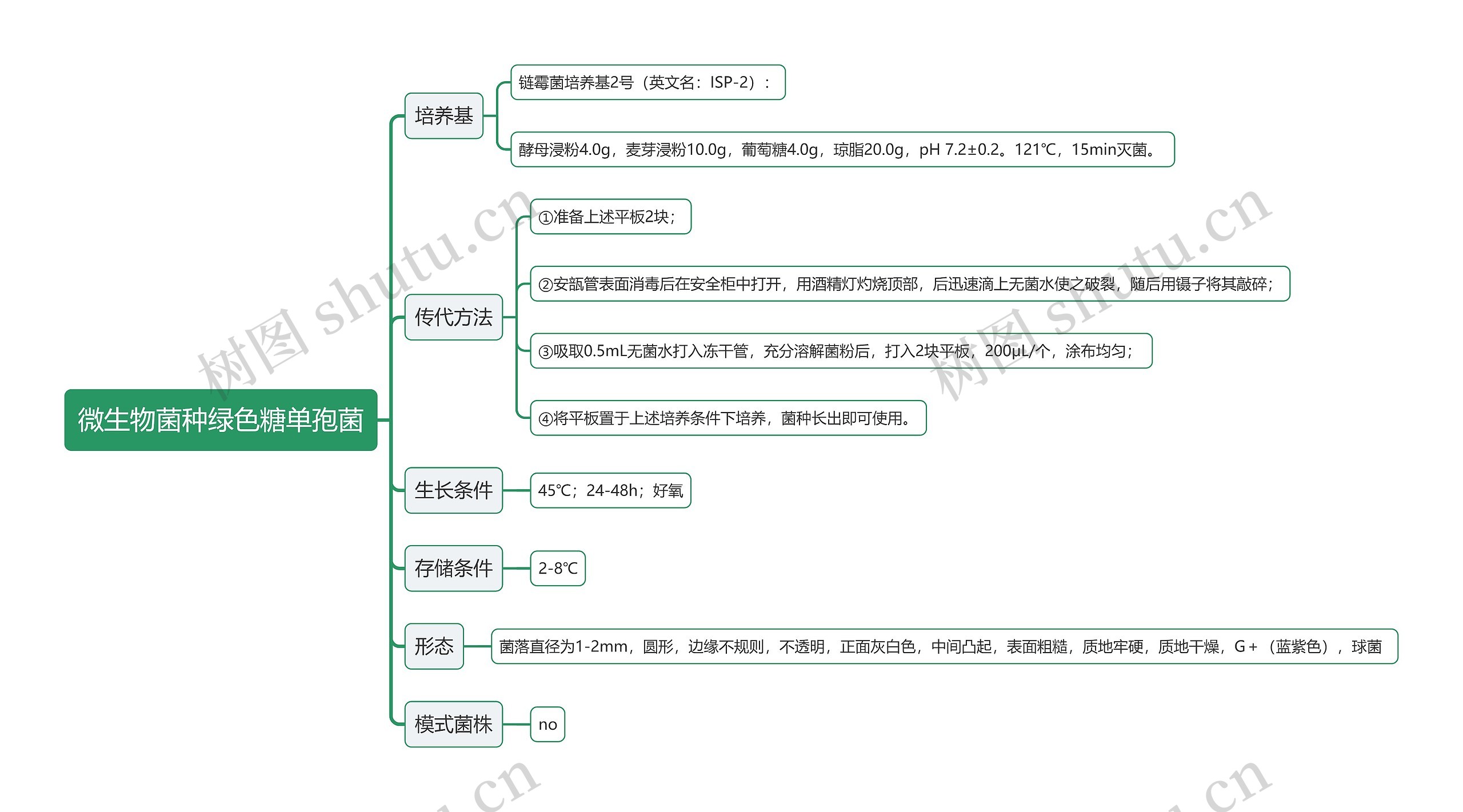 微生物菌种绿色糖单孢菌思维导图