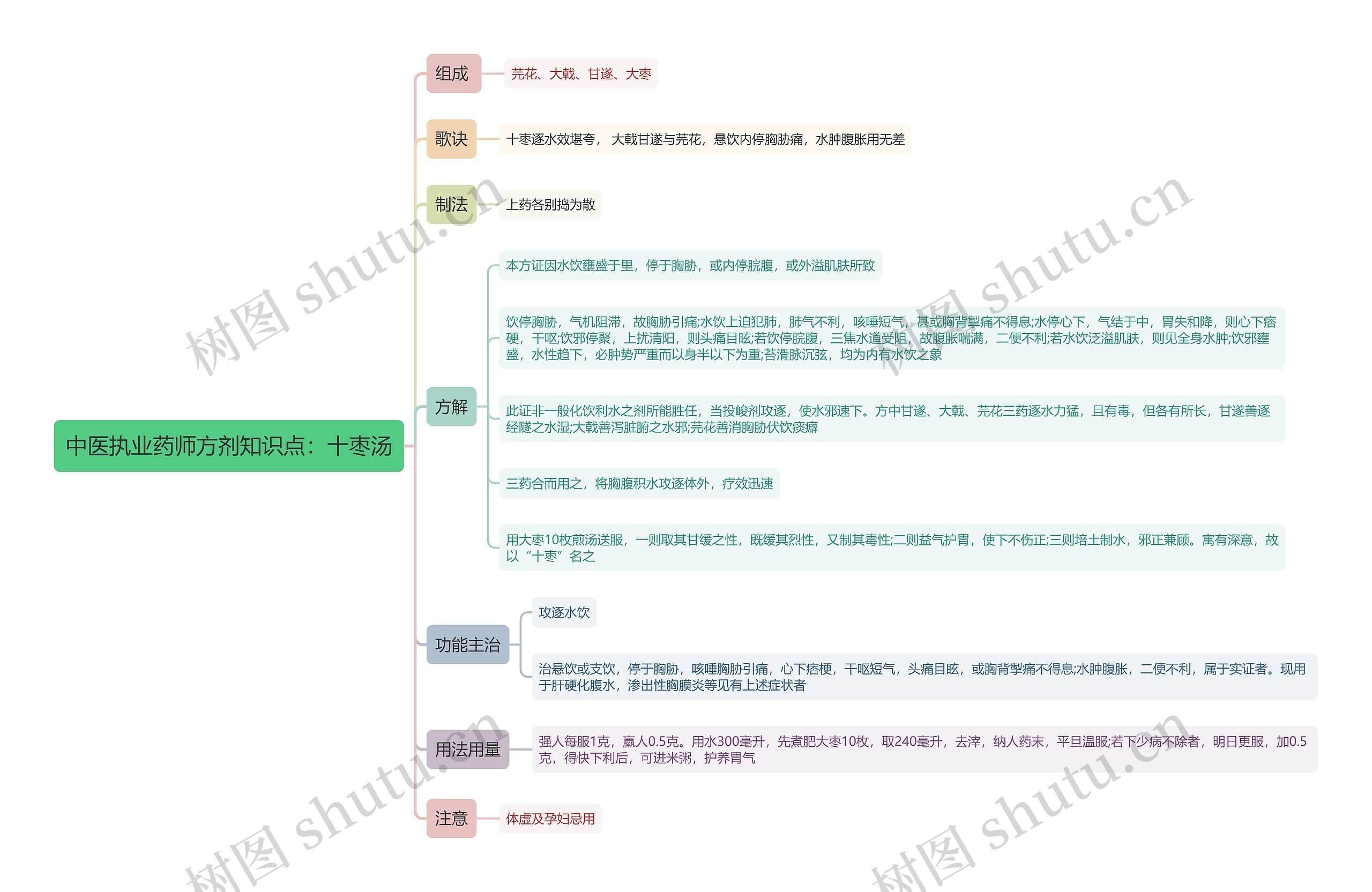 中医执业药师方剂知识点:十枣汤思维导图高清图 中医执业药师方剂知识点:十枣汤思维导图