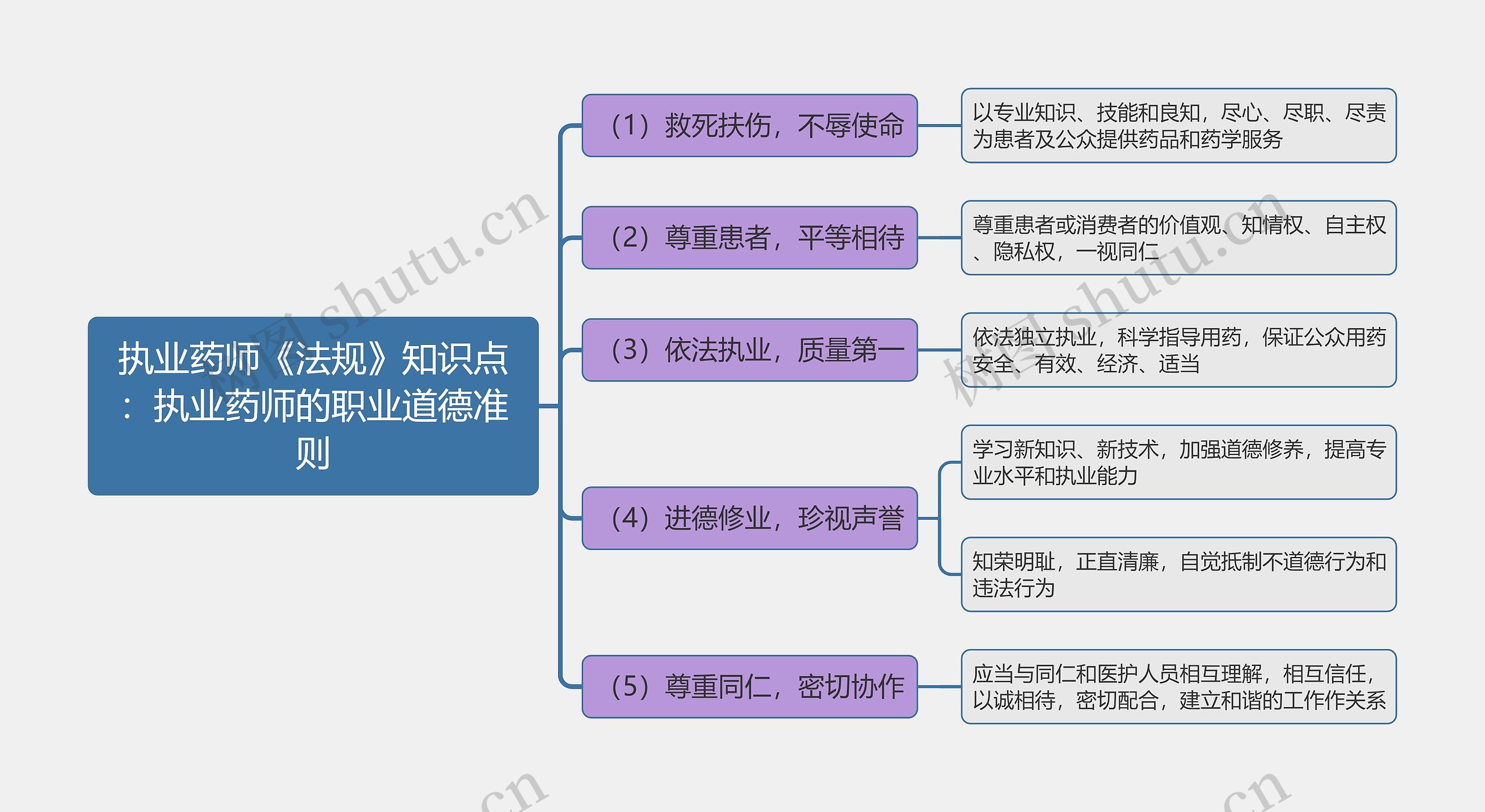 执业药师《法规》知识点：执业药师的职业道德准则思维导图