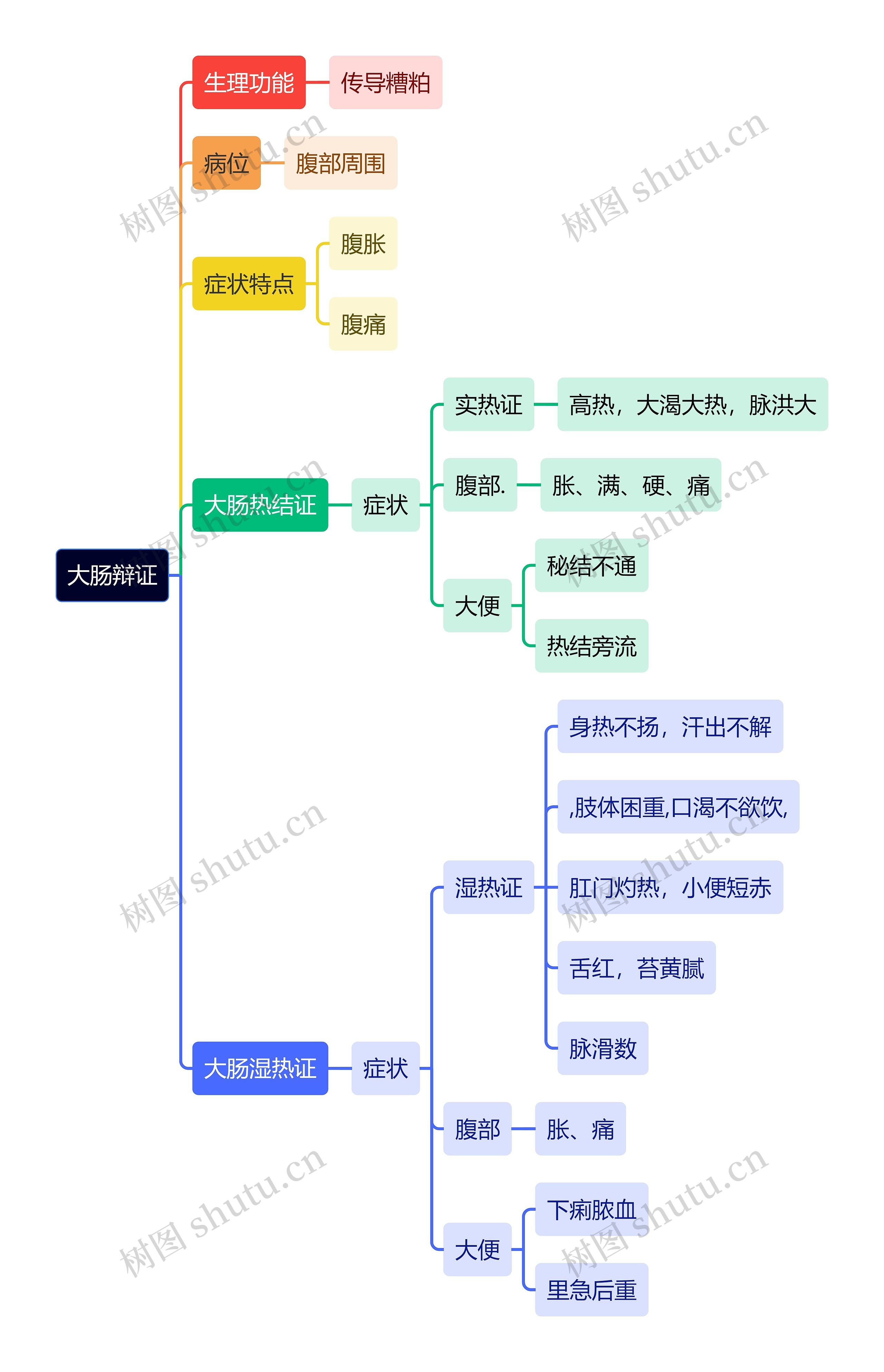 中医知识大肠辩证思维导图