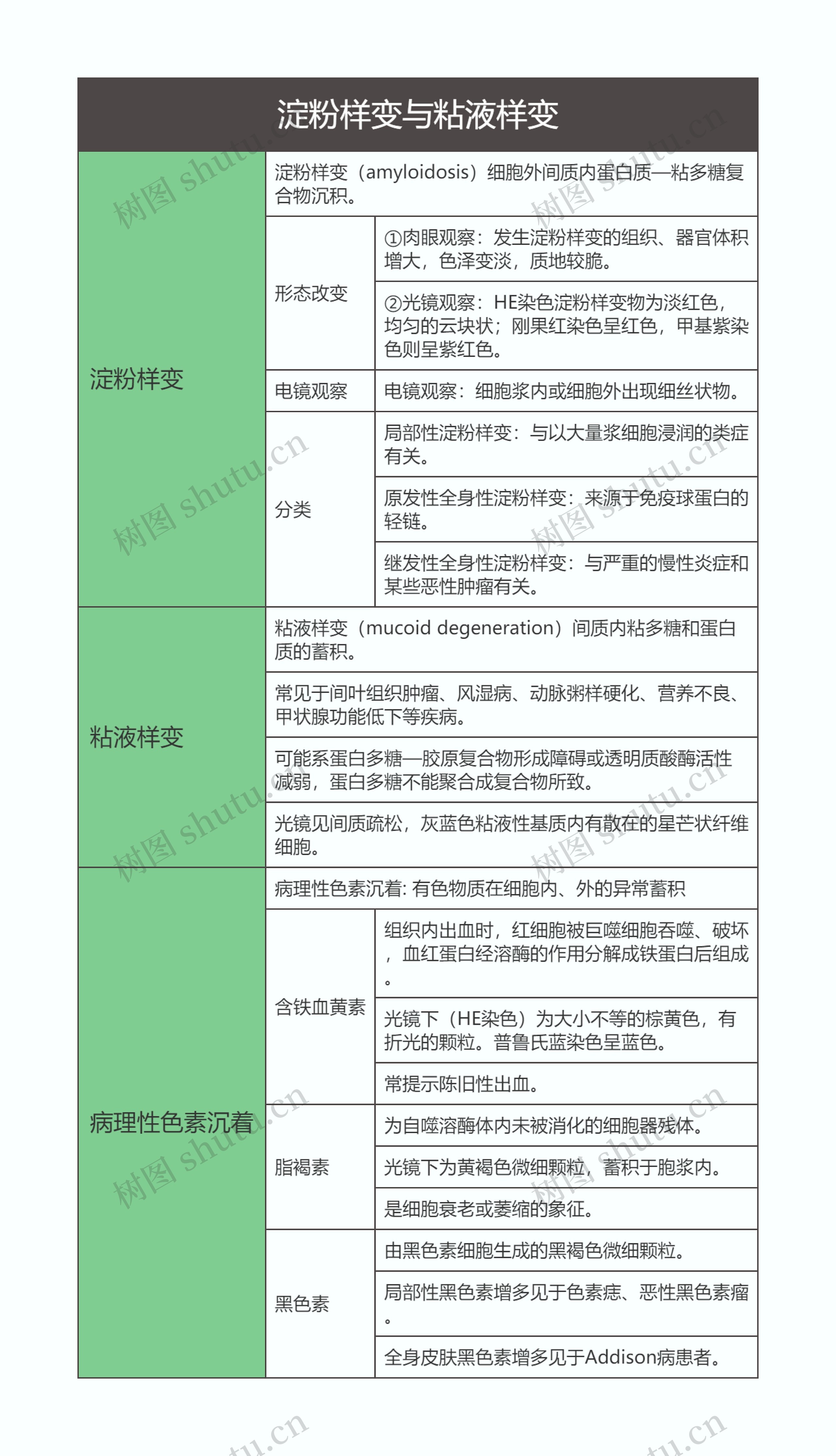 病理学  淀粉样变与粘液样变思维导图