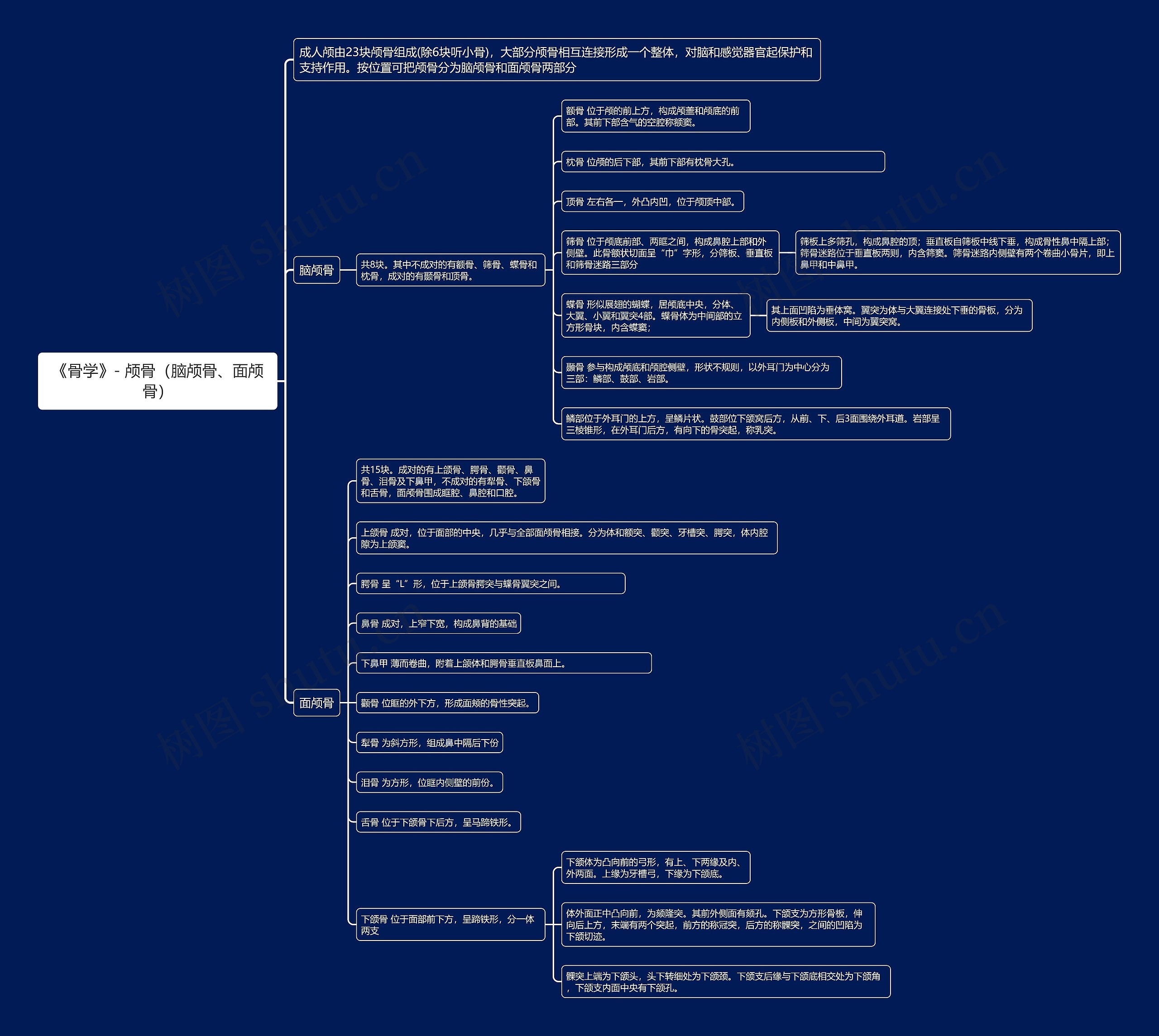 《骨学》- 颅骨（脑颅骨、面颅骨）思维导图
