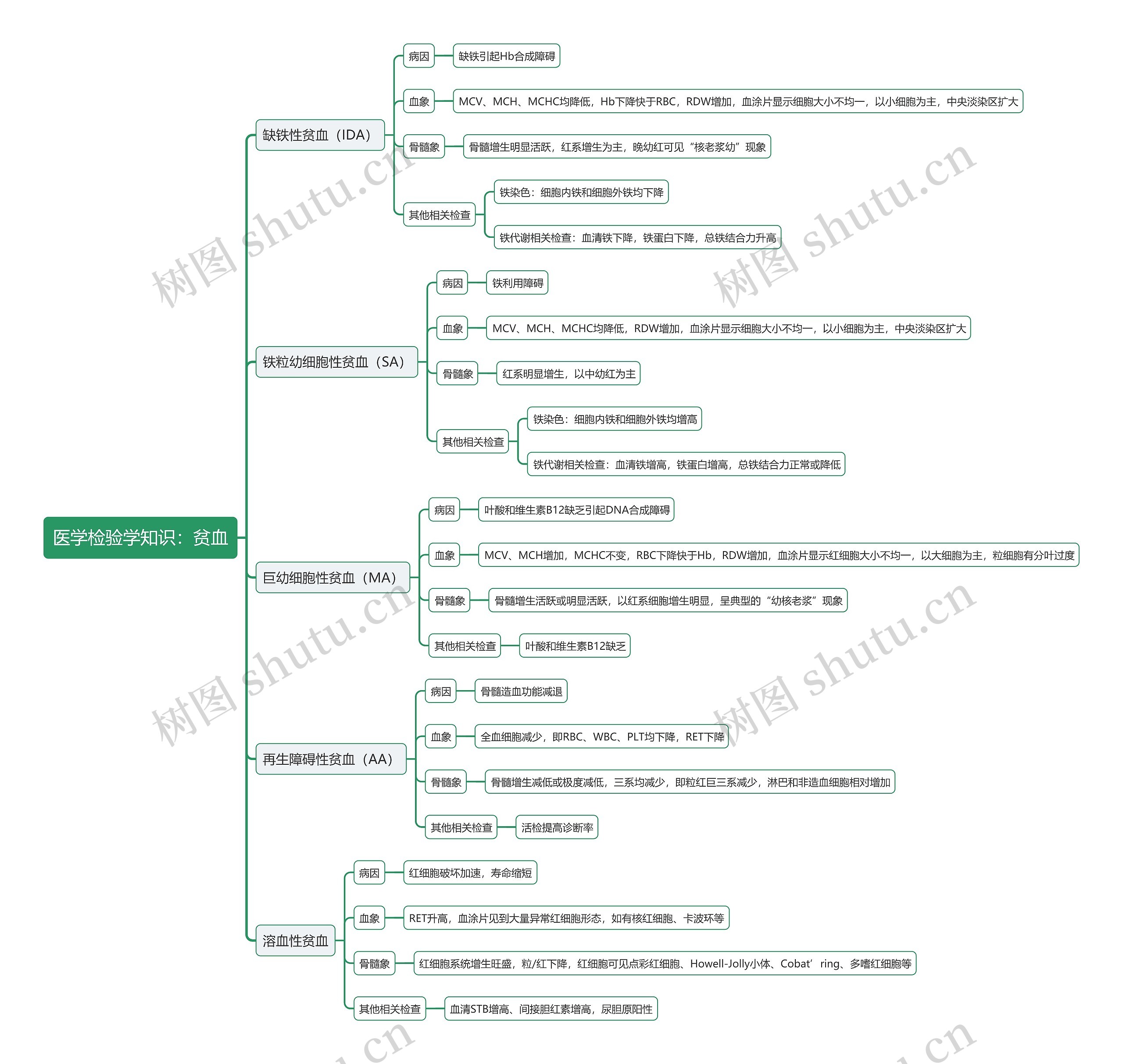 医学检验学知识：贫血思维导图