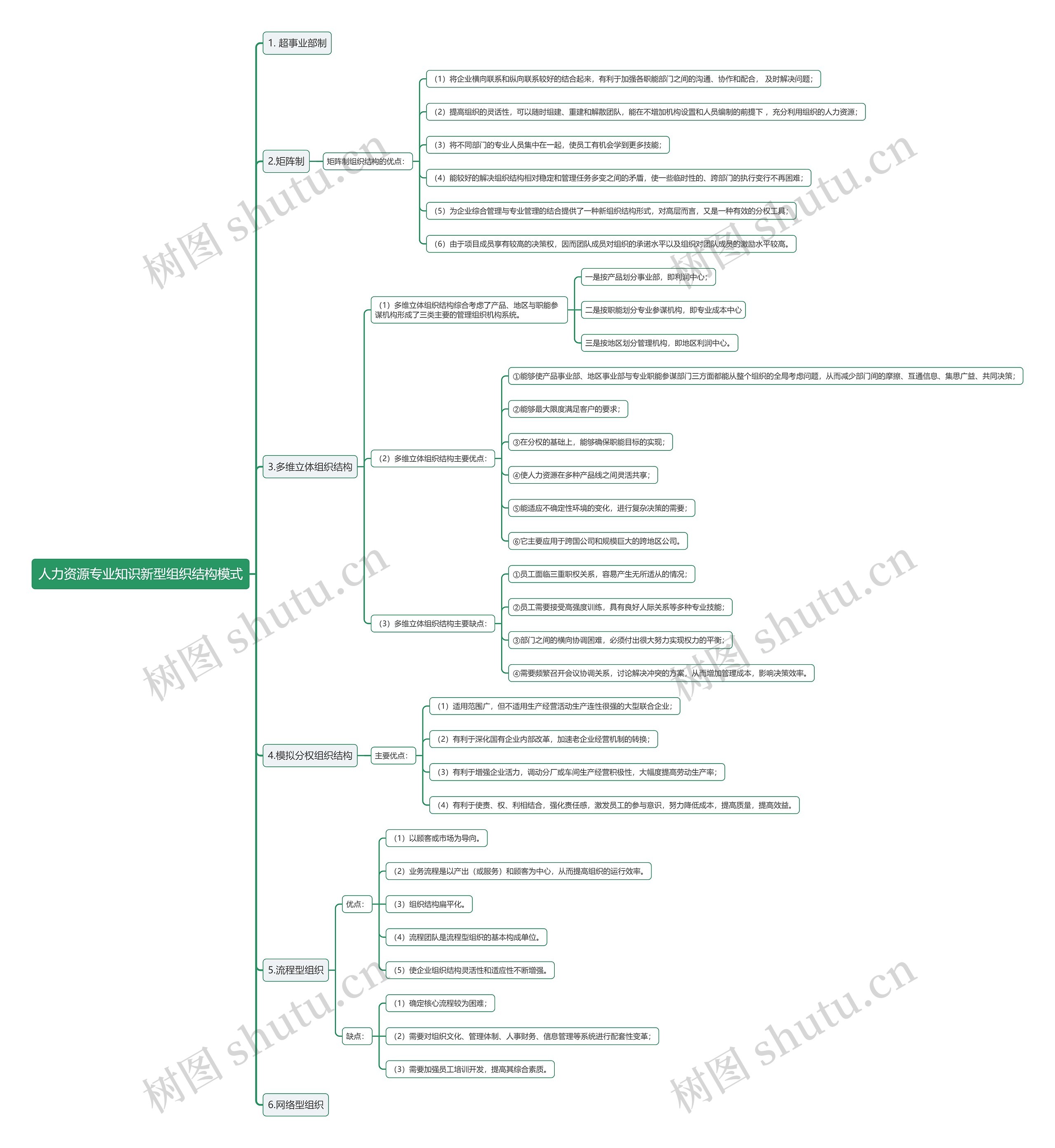 人力资源专业知识新型组织结构模式思维导图