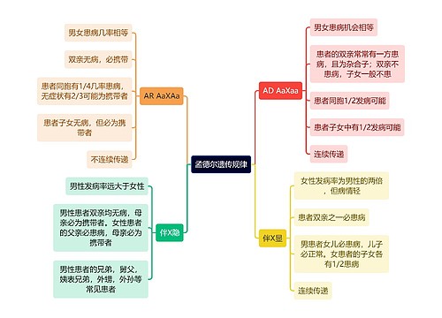 医学知识孟德尔遗传规律思维导图