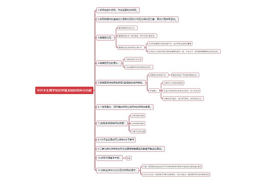 专升本生理学知识呼吸系统的结构与功能思维导图