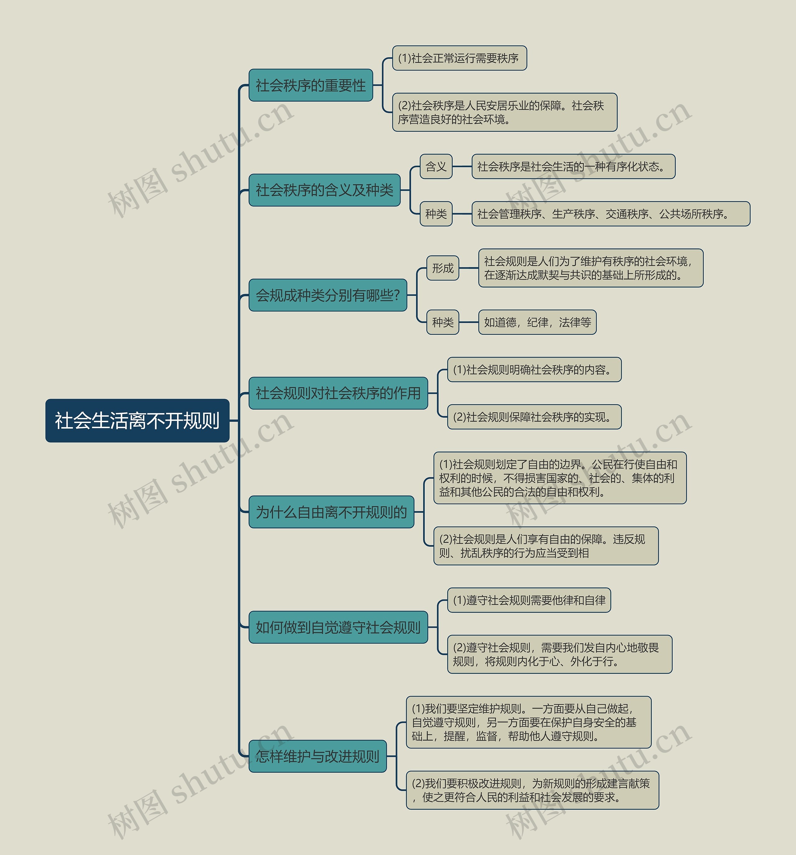 八年级上册政治社会生活离不开规则的思维导图