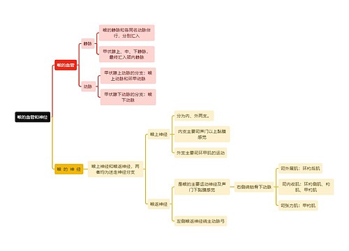 医学知识喉的血管和神经思维导图