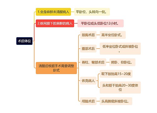 医学知识术后体位思维导图