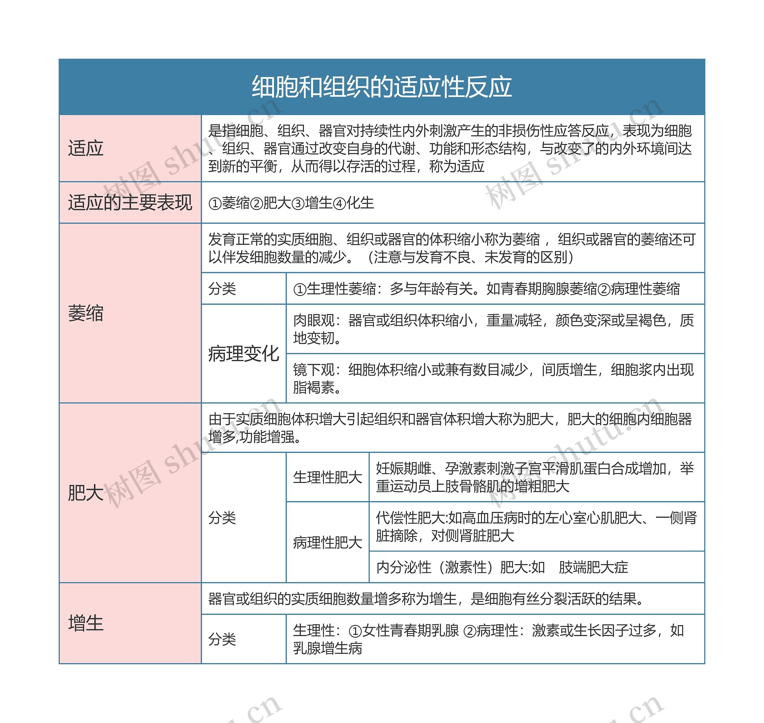 病理学  细胞和组织的适应性反应思维导图