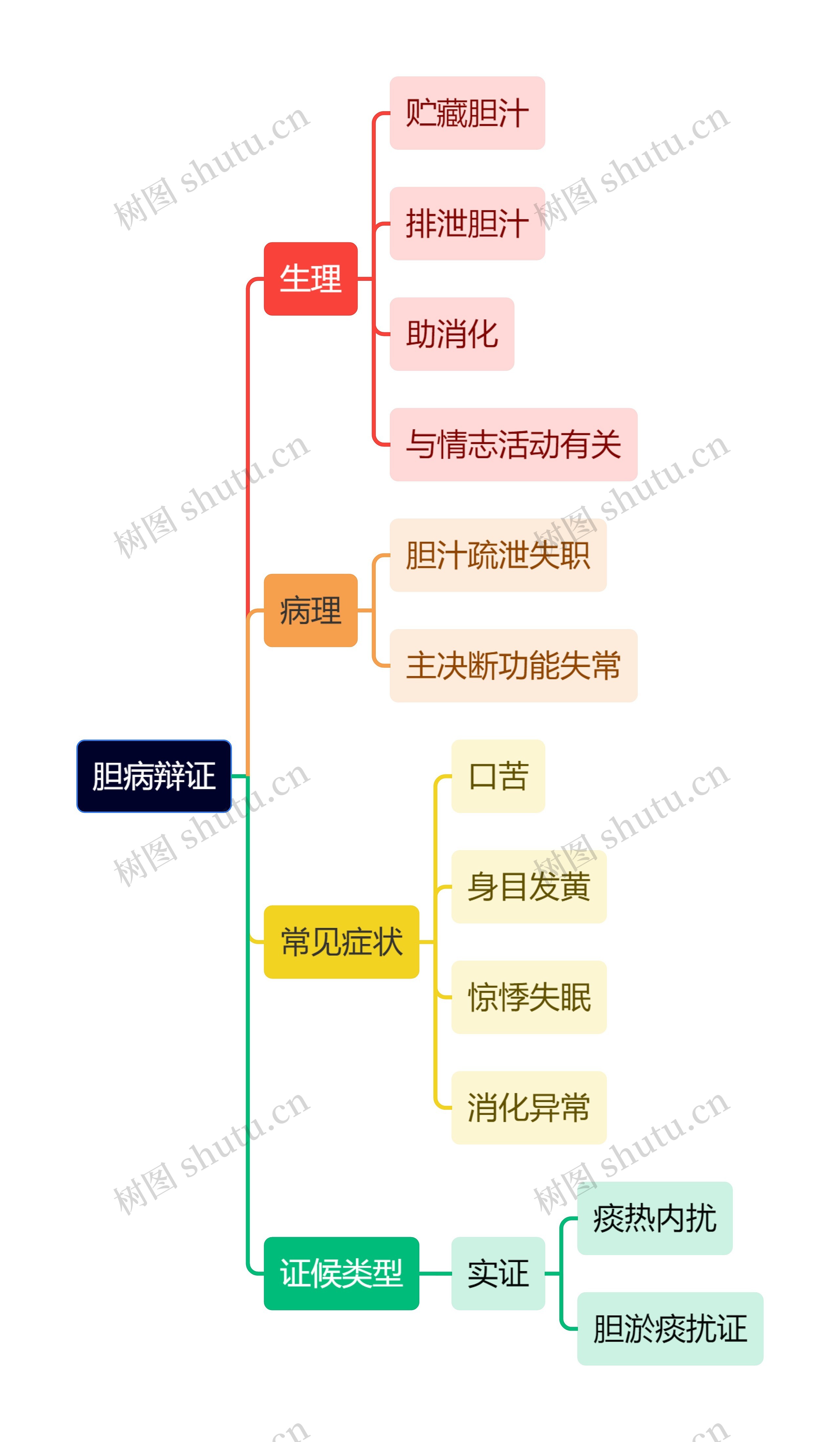 中医知识胆病辩证思维导图