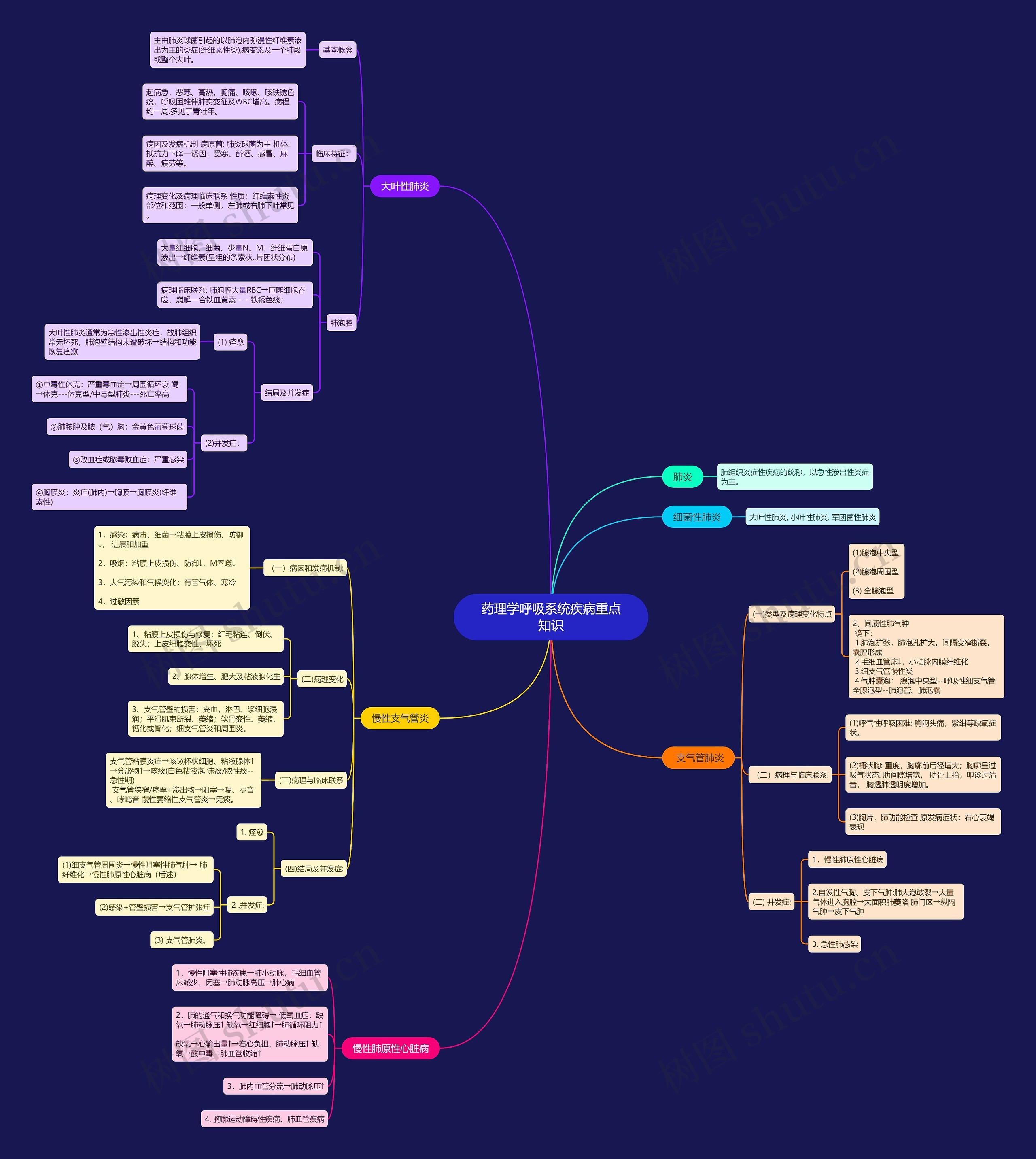 药理学呼吸系统疾病重点知识思维导图