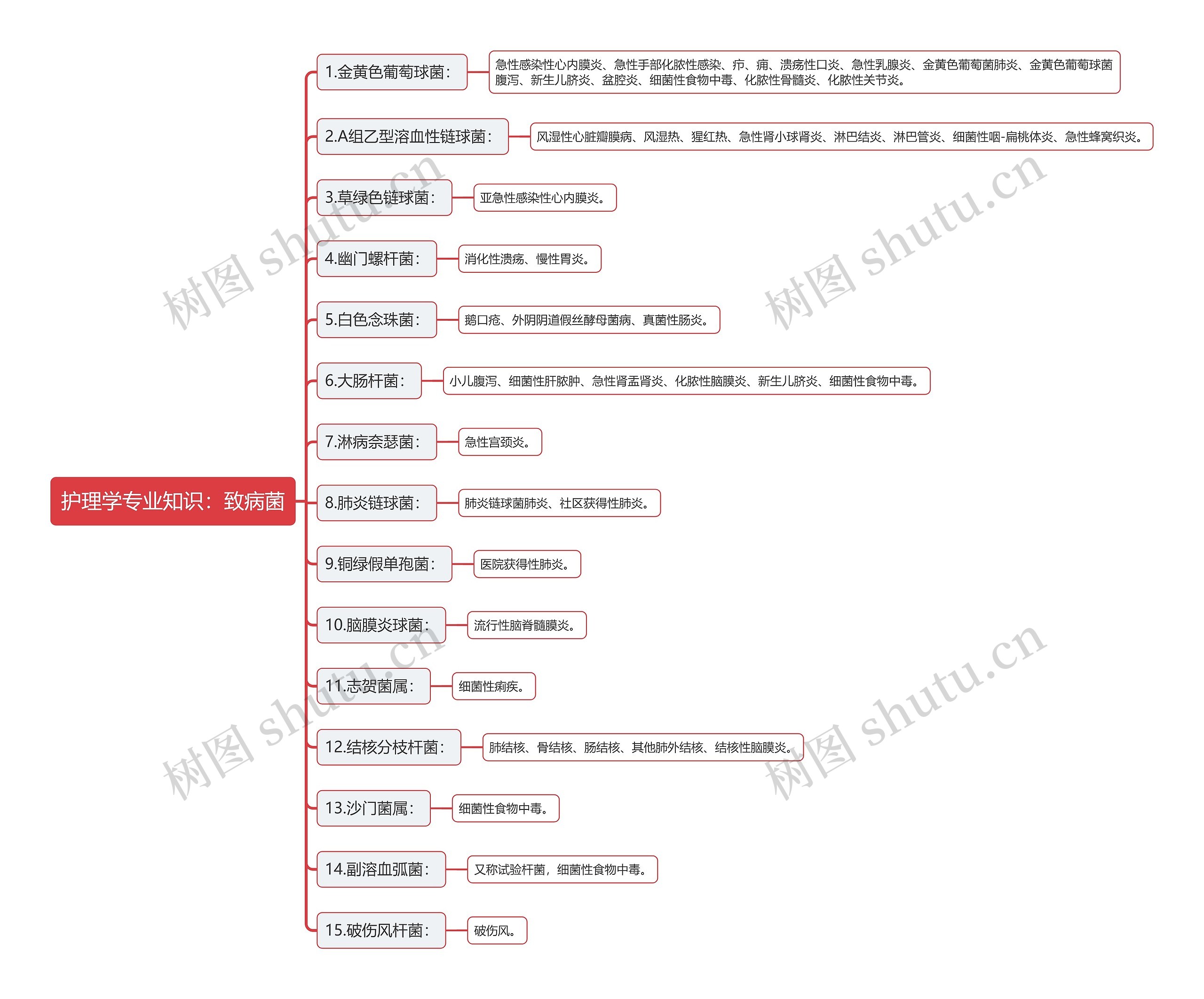 护理学专业知识：致病菌思维导图