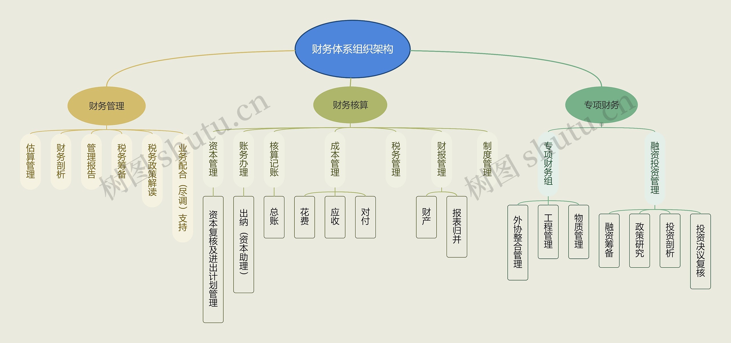 财务体系组织架构思维导图