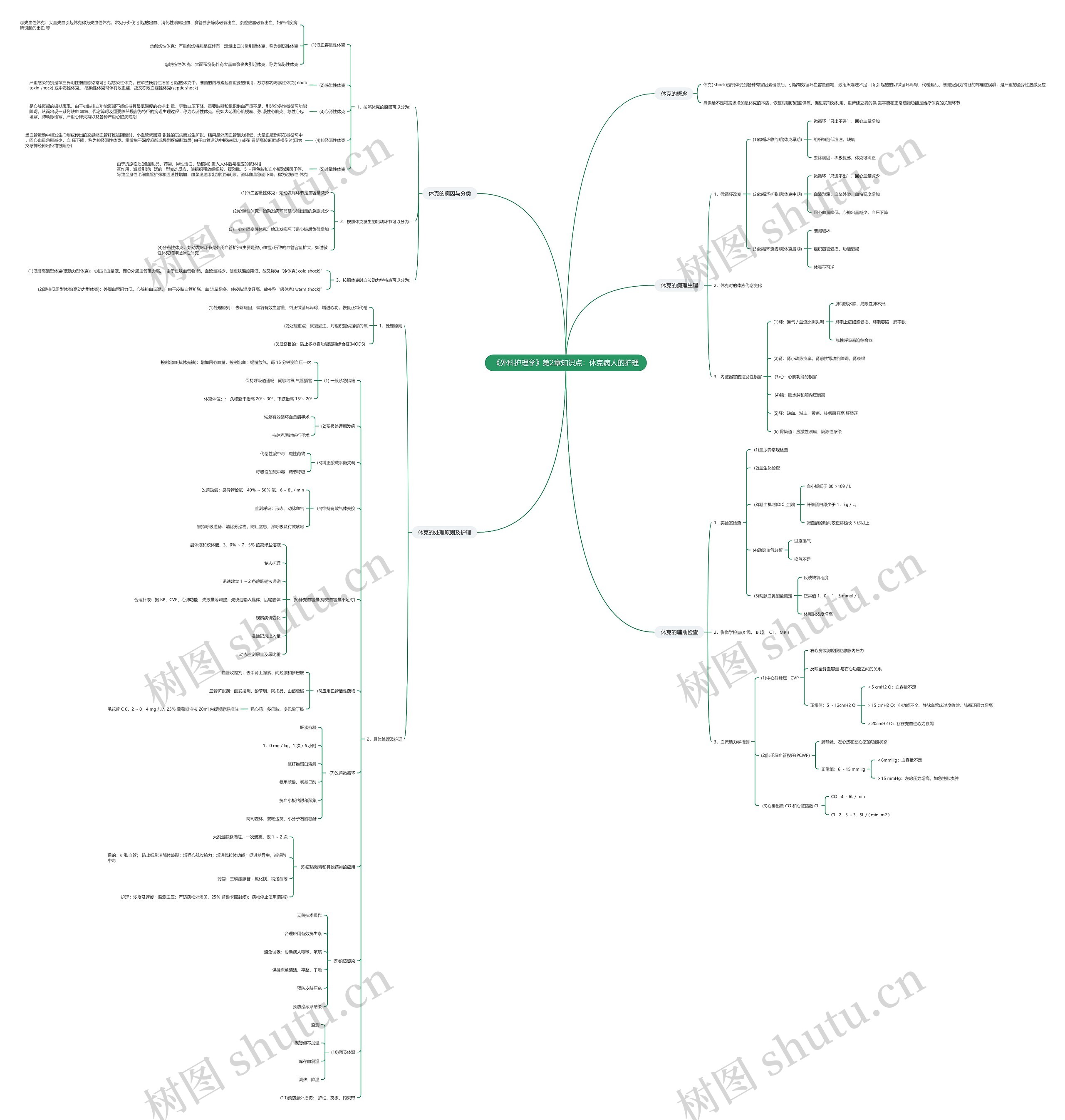 《外科护理学》第2章知识点：休克病人的护理思维导图