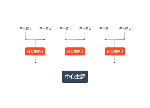 优雅明亮橘红色向上树形图主题模板