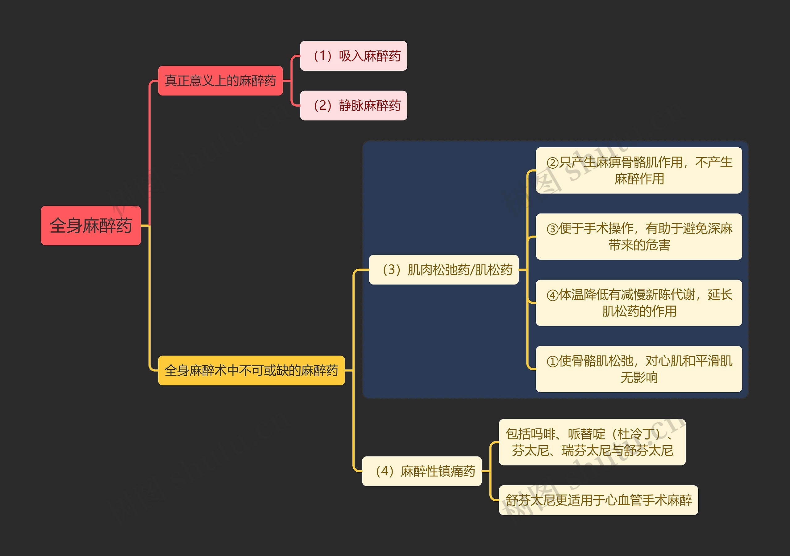 全身麻醉药思维导图