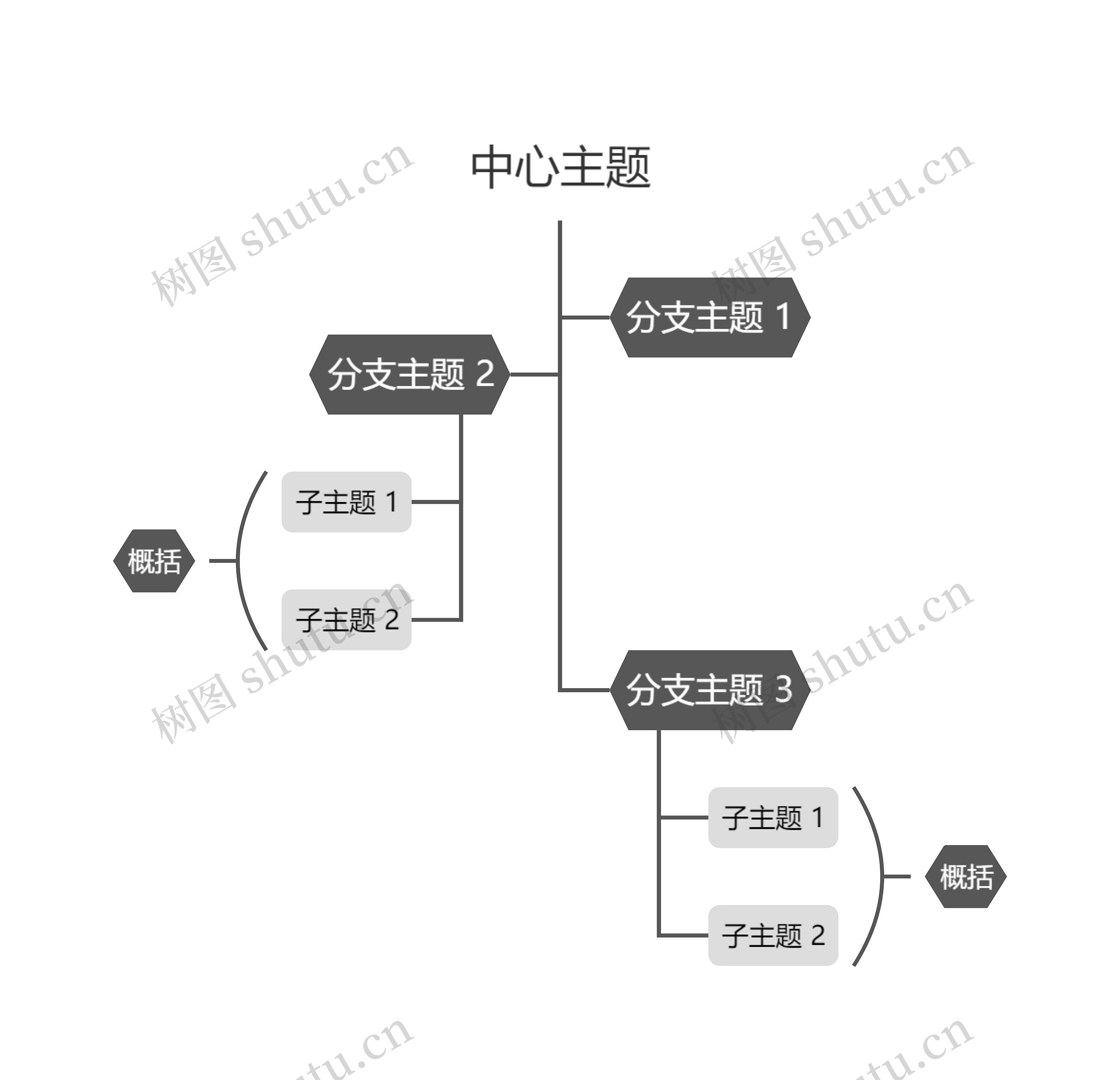 简约黑白树形图主题模板