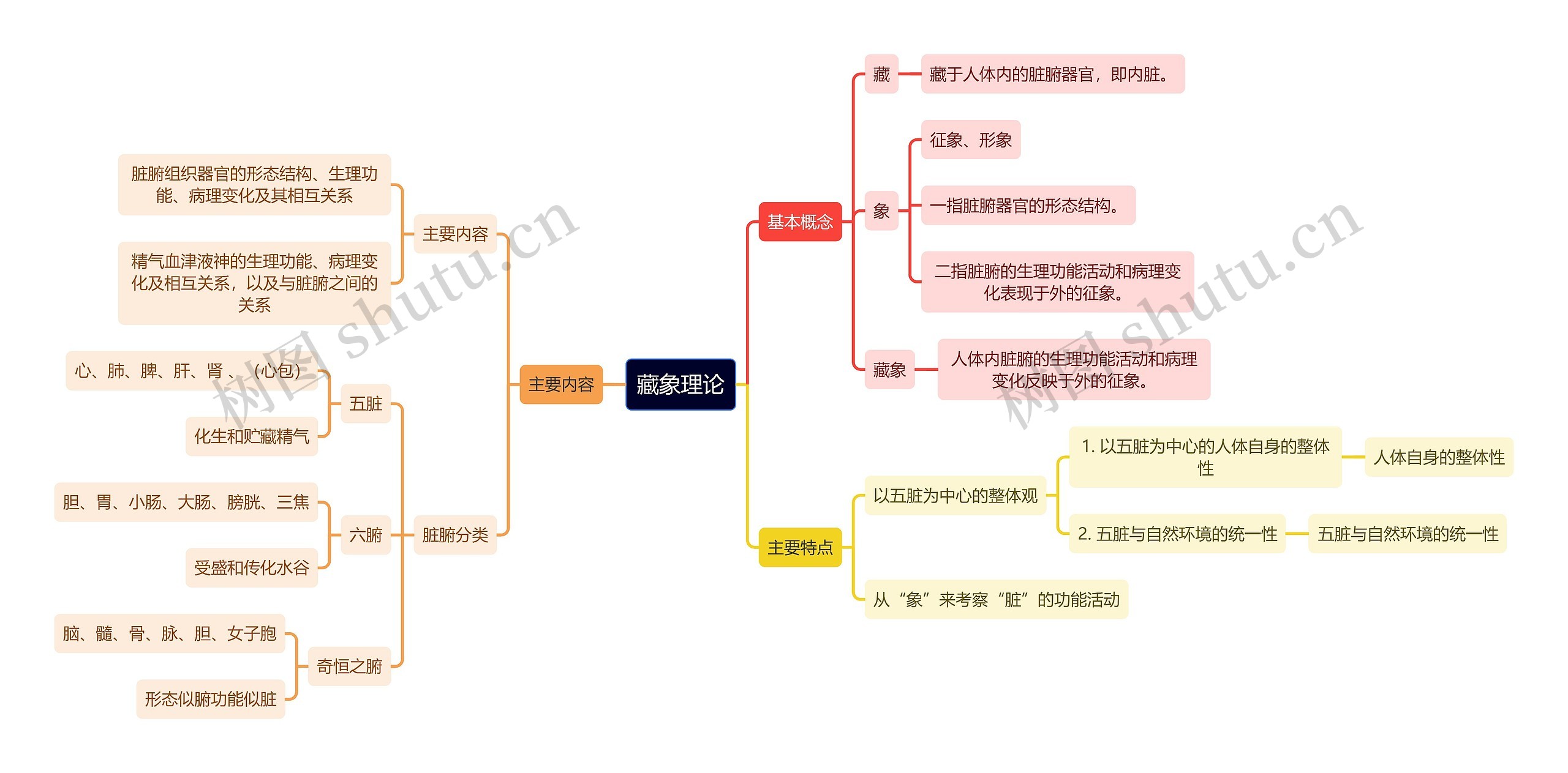 中医知识藏象理论思维导图