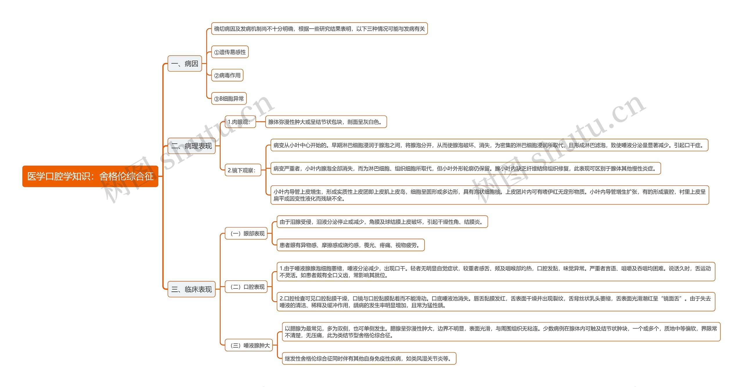 医学口腔学知识：舍格伦综合征思维导图
