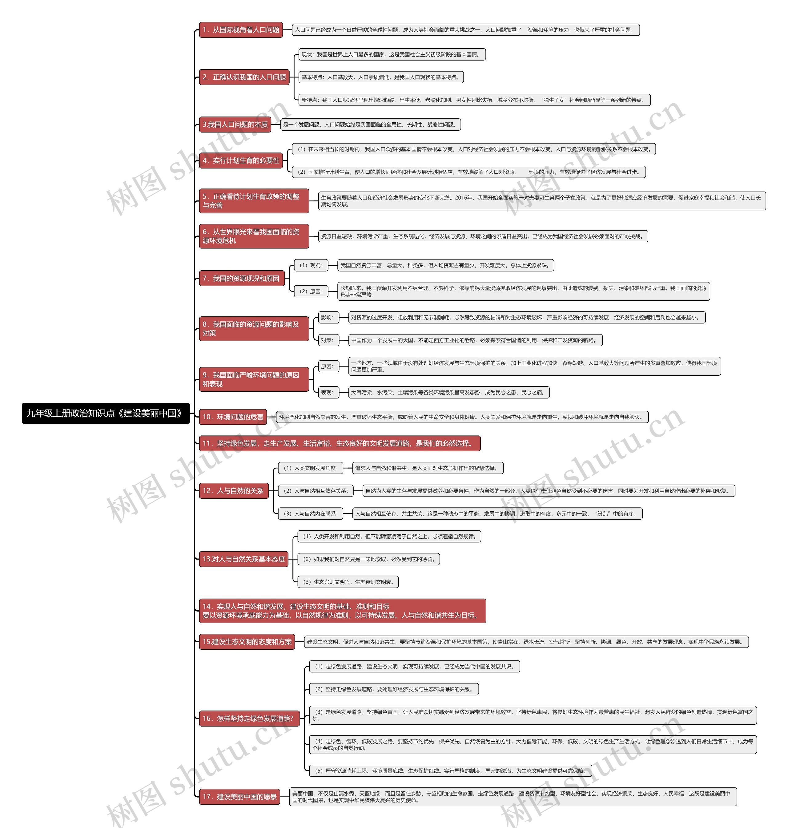 九年级上册政治知识点《建设美丽中国》思维导图