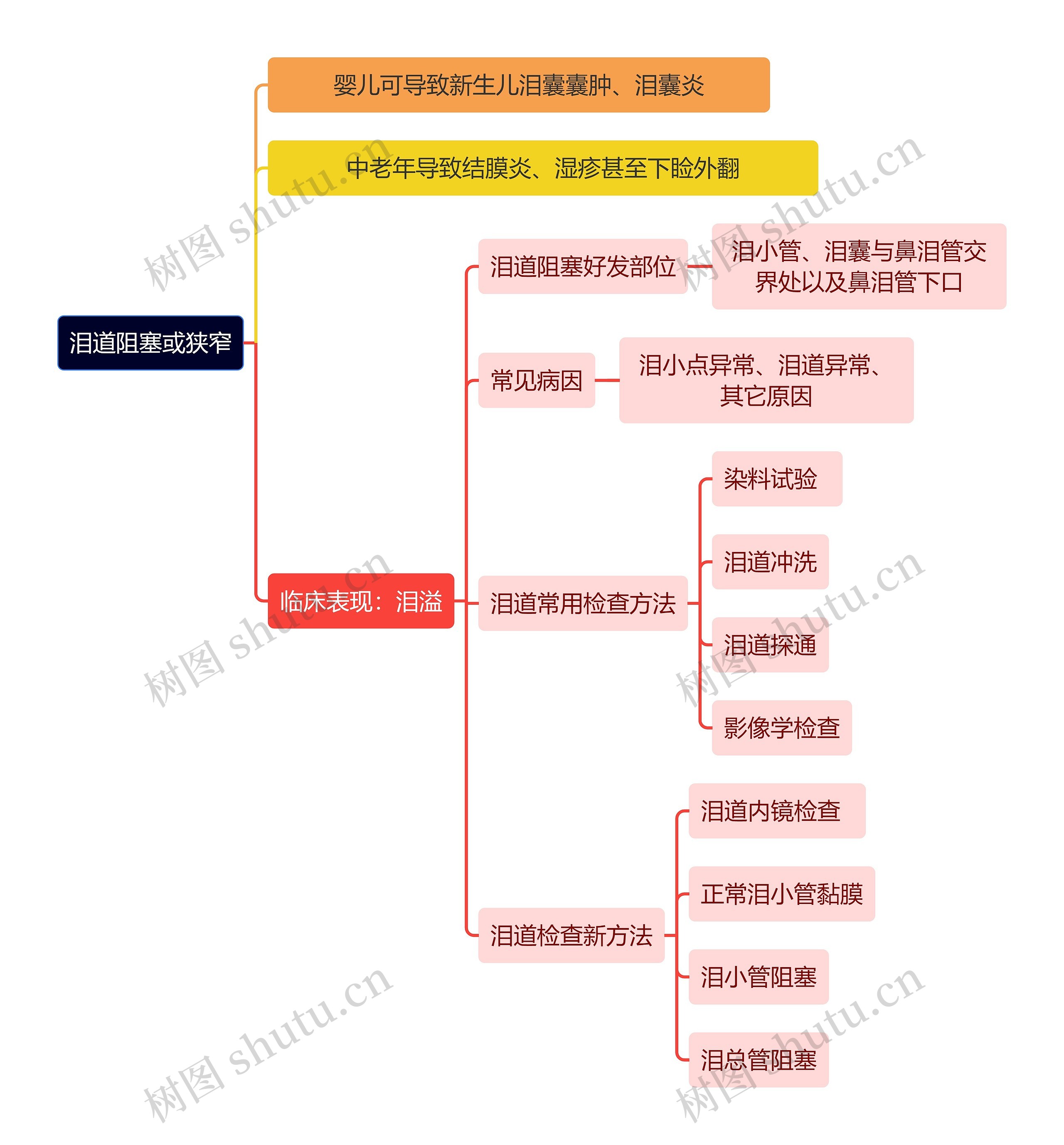 医学知识泪道阻塞或狭窄思维导图