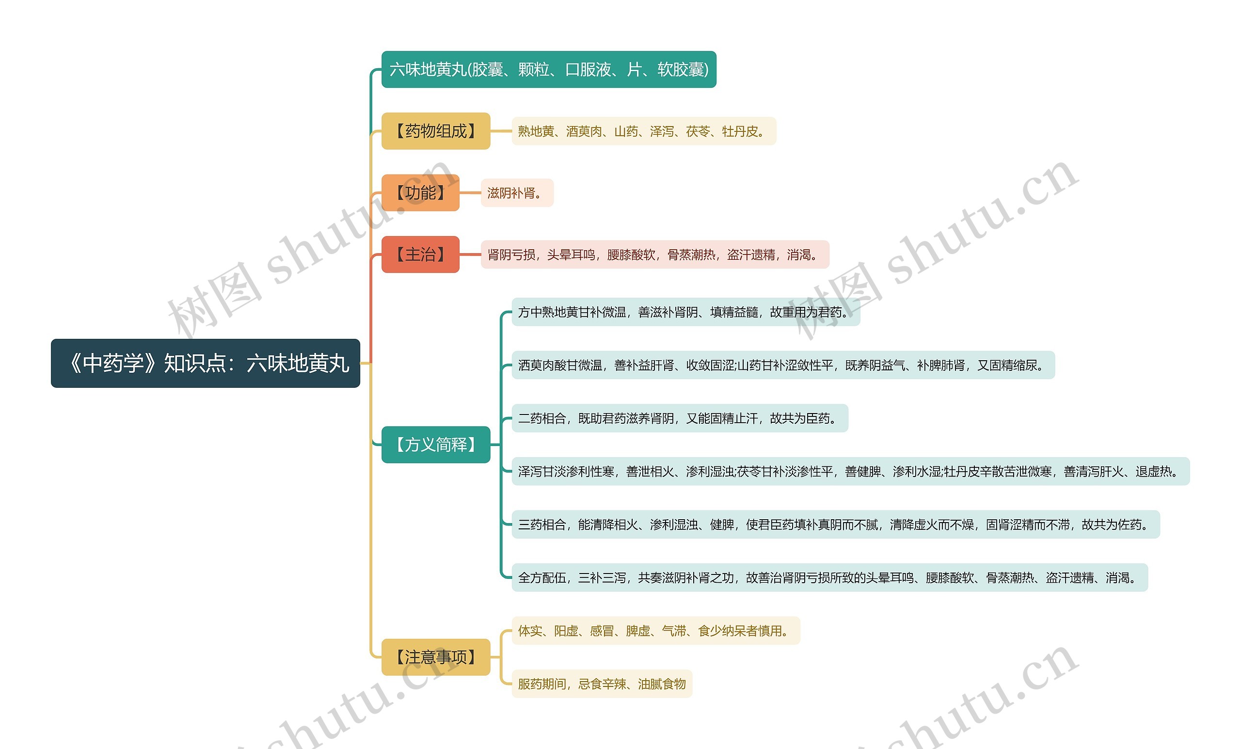 《中药学》知识点：六味地黄丸思维导图