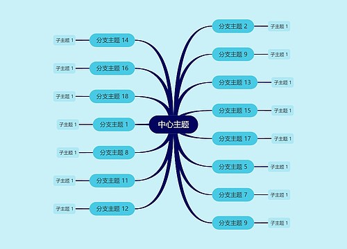 靓丽蓝色思维导图主题模板