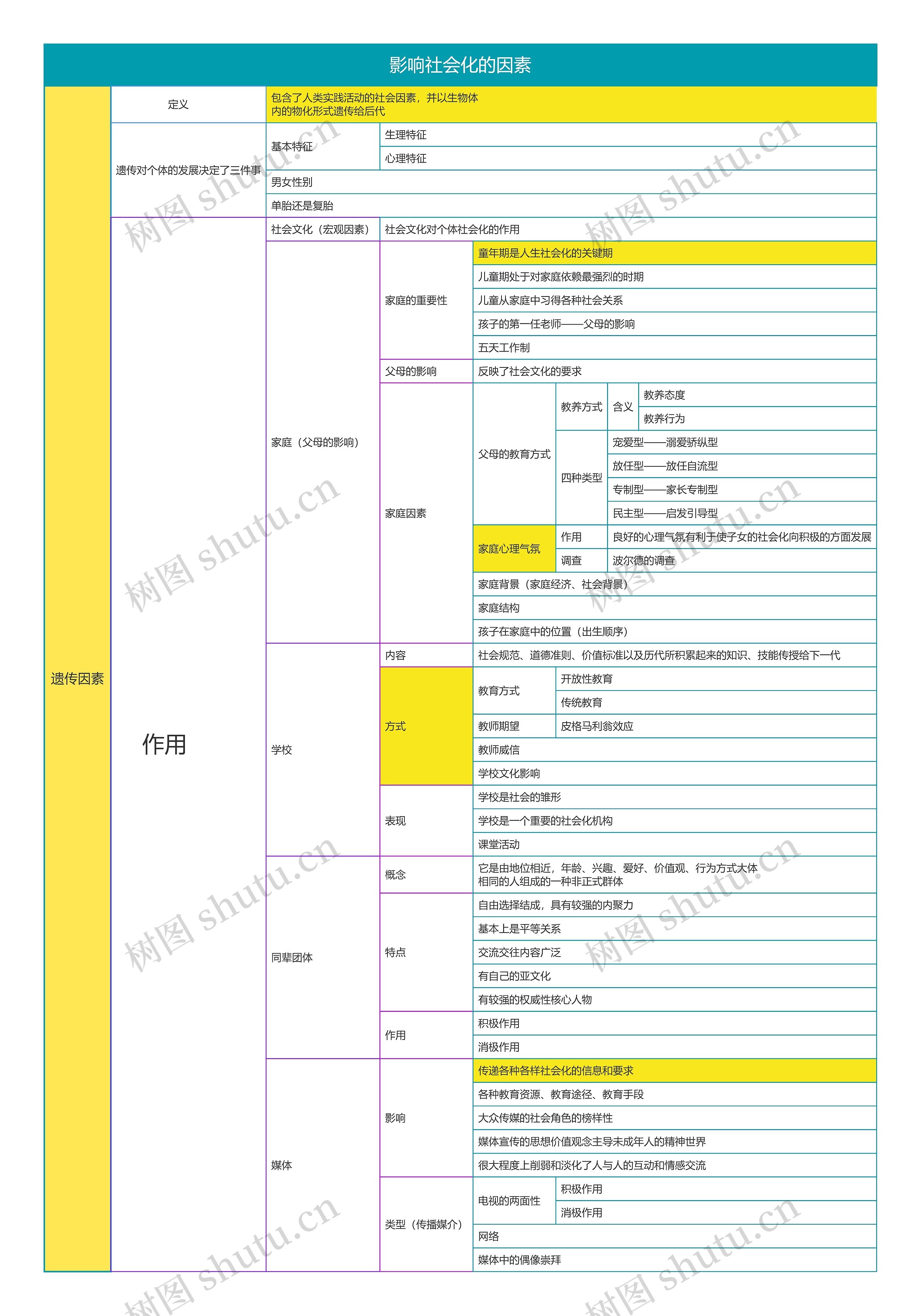 影响社会化的因素思维导图高清图 影响社会化的因素思维导图
