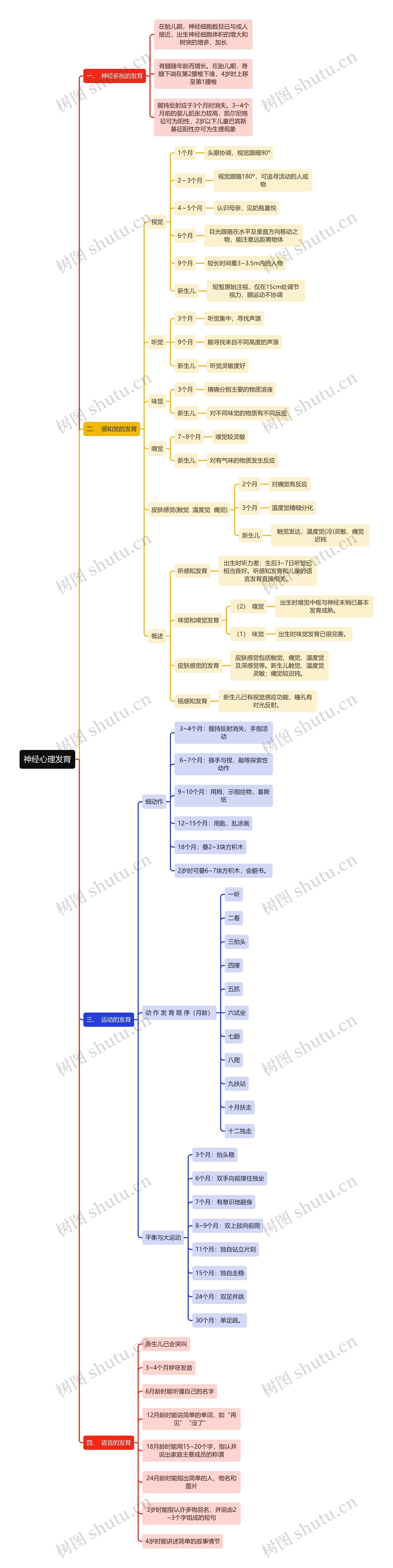 医学知识神经心理发育思维导图